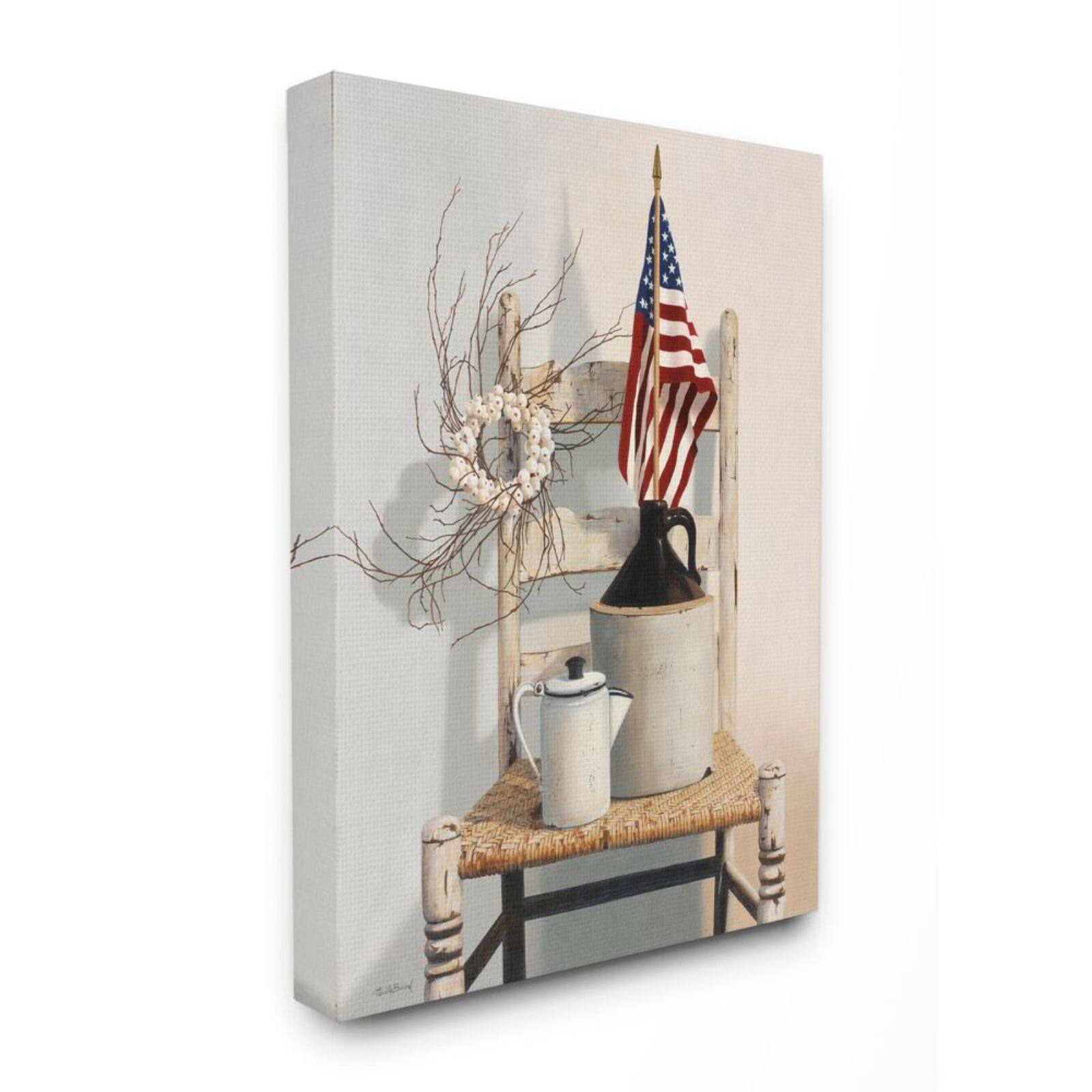 Stupell Industries American Flag Rustic Things Still Life Wall Art