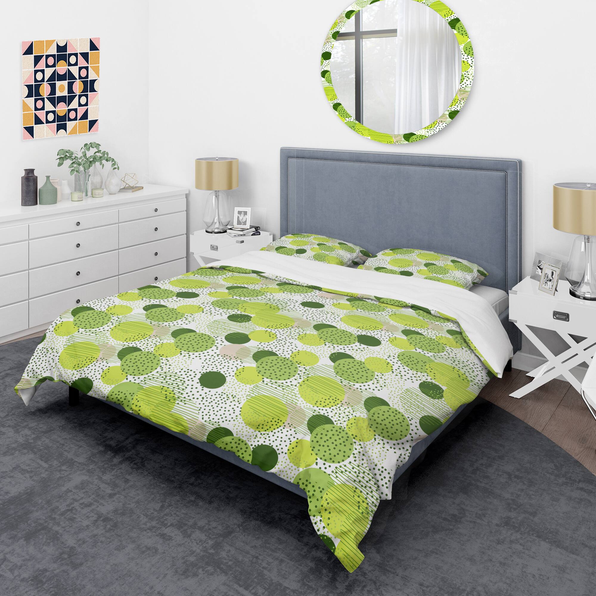Designart 'Circular Abstract Retro Geometric X' Mid-Century Duvet Cover Set