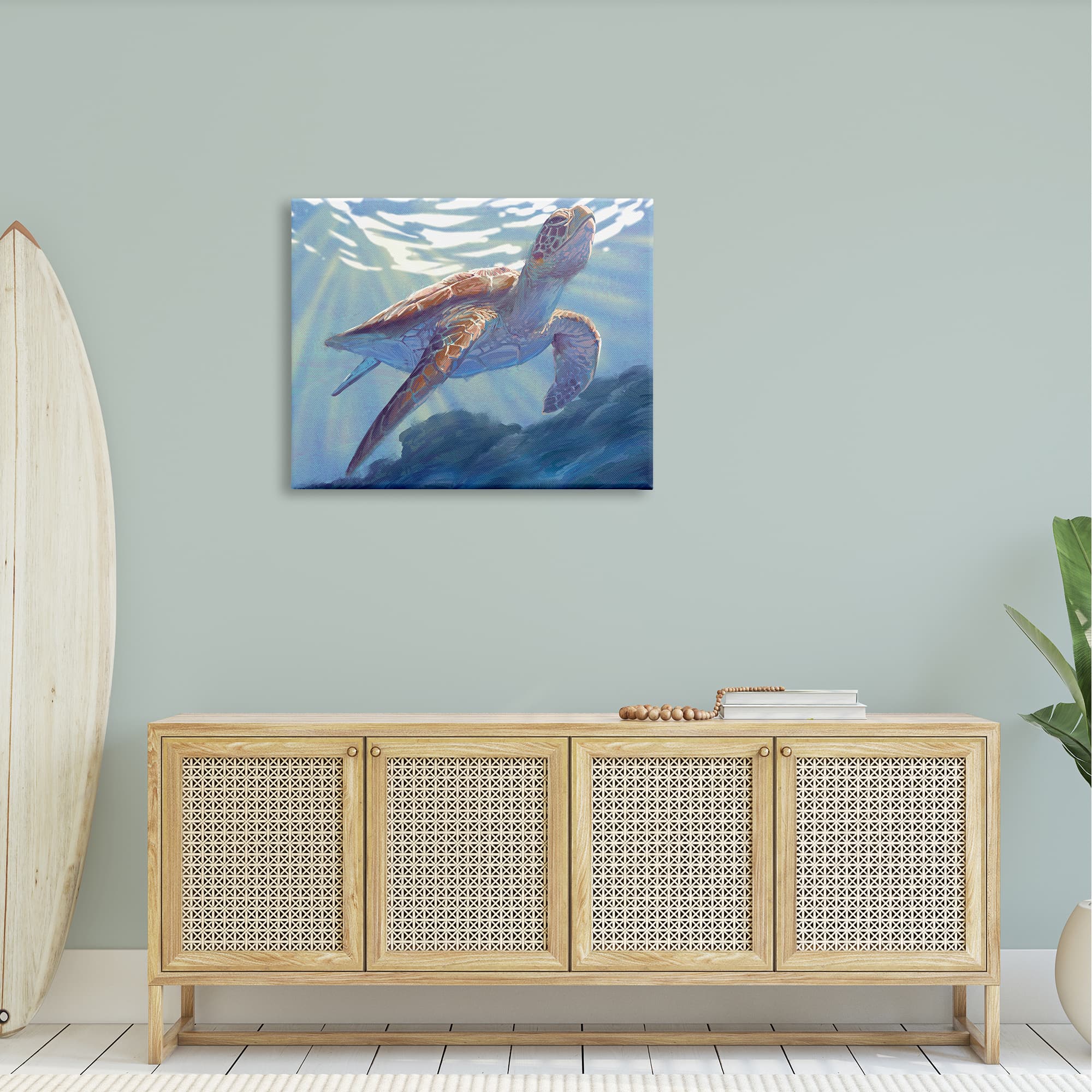 Stupell Industries Deep Ocean Sea Turtle Canvas Wall Art