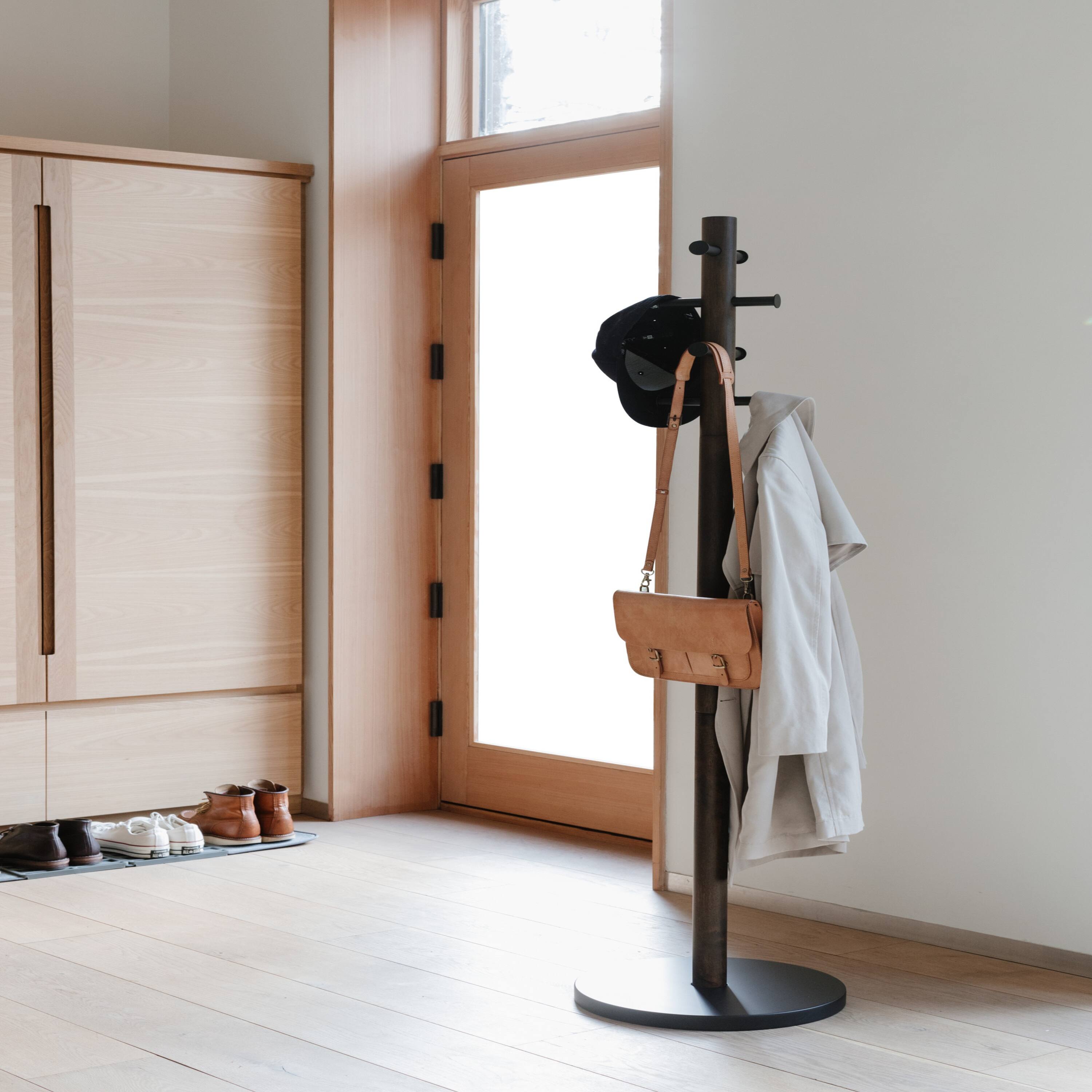Umbra 66" Black & Walnut Pillar Coat Rack