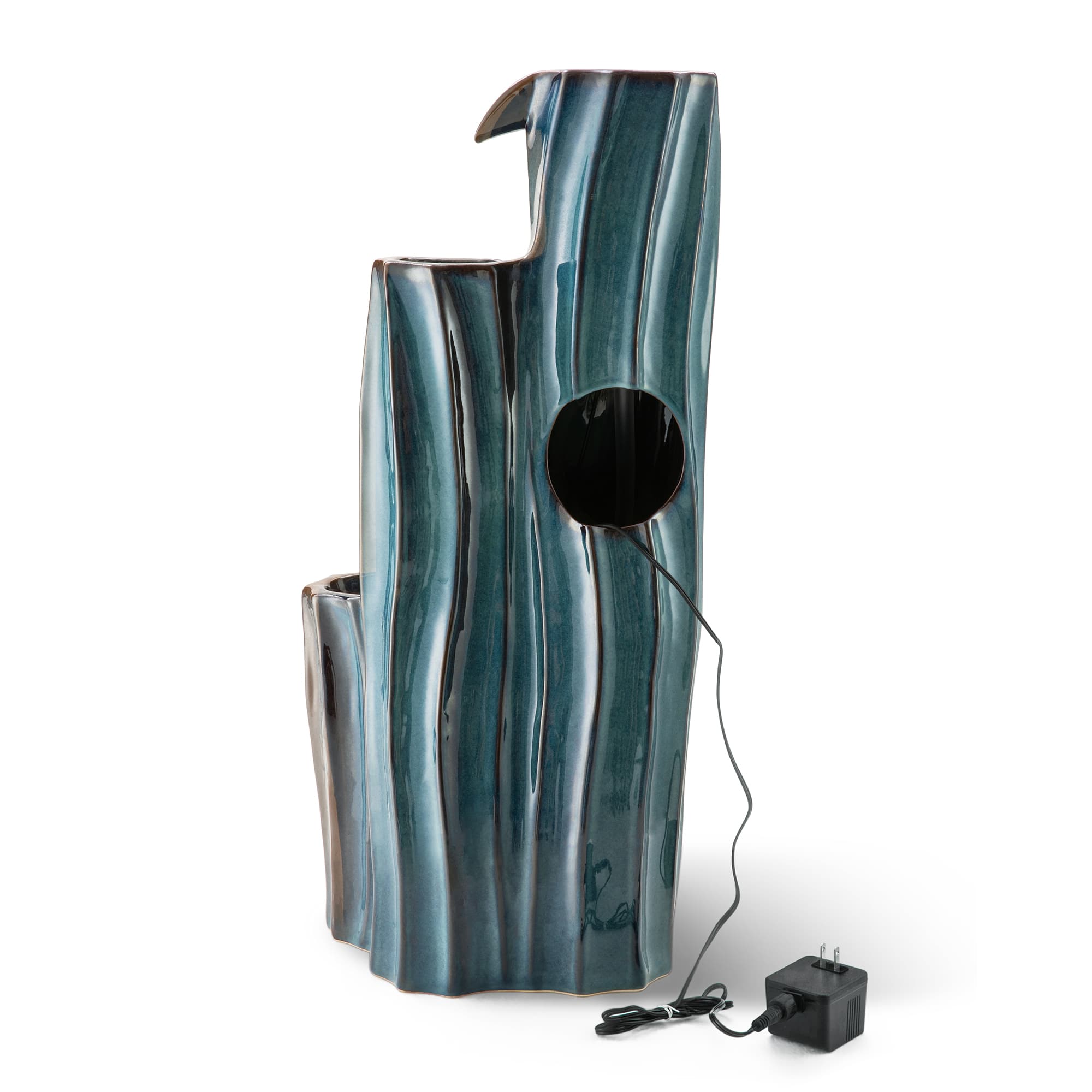 Glitzhome® 29.5" LED 4-Tier Wavy Textured Outdoor Fountain