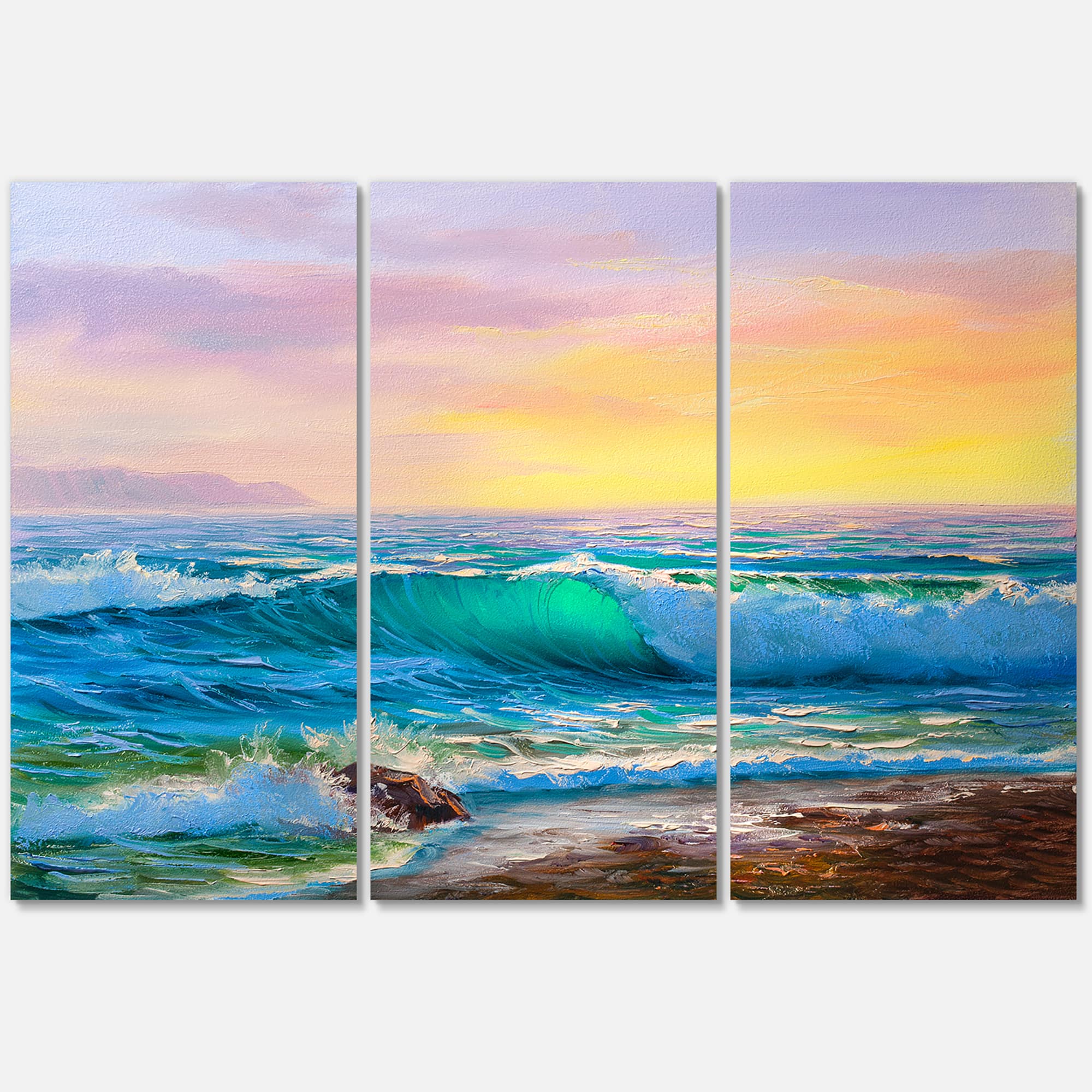 Designart - Blue Waves Breaking At The Beach IV - Nautical & Coastal Canvas Wall Art Print