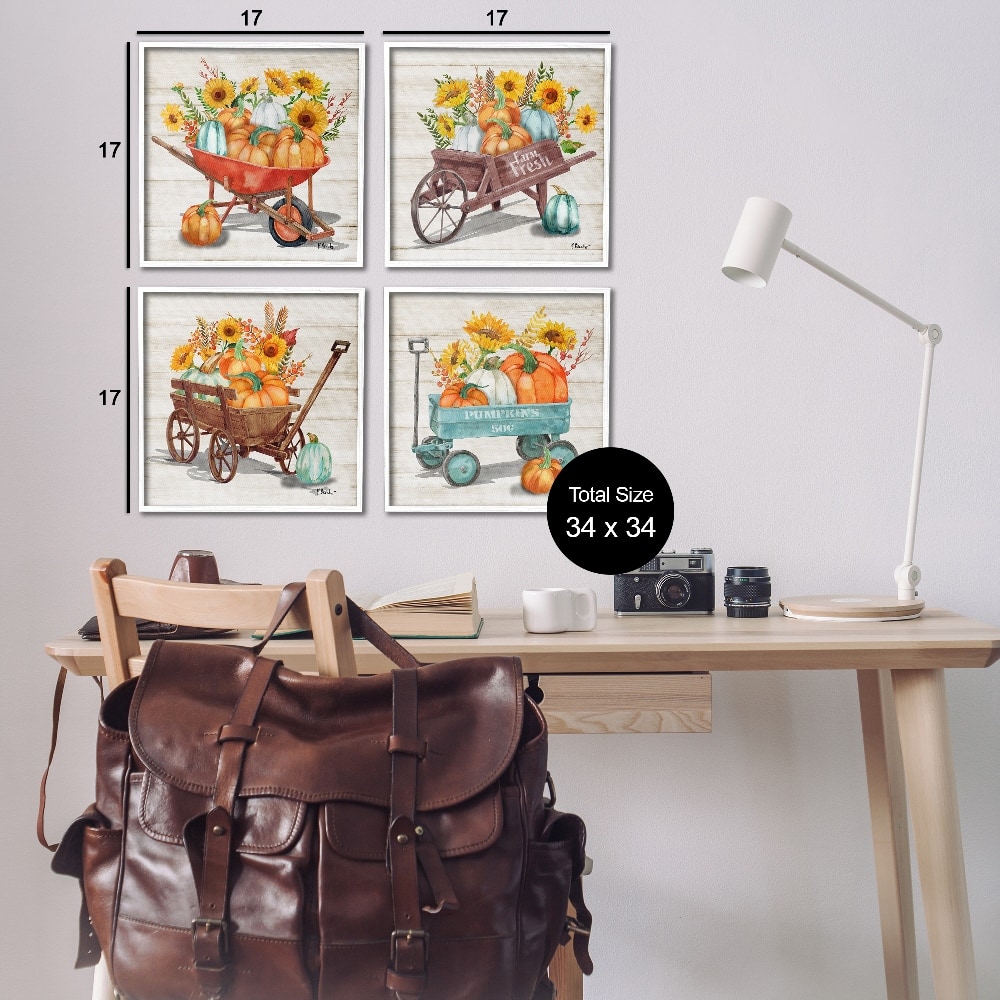 Stupell Industries Autumn Harvest Wagons Framed Giclee Art