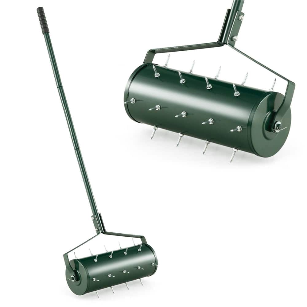 Costway 18" Heavy Duty Manual Rolling Lawn Aerator Tool with Handle