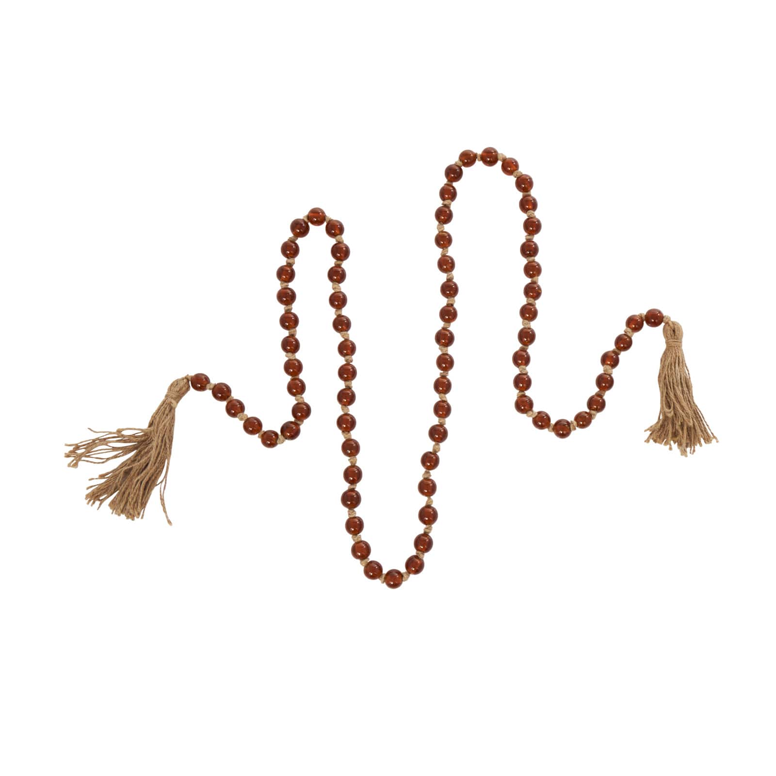 83" Glass Handmade Round Long Beaded Garland with Jute Tassel