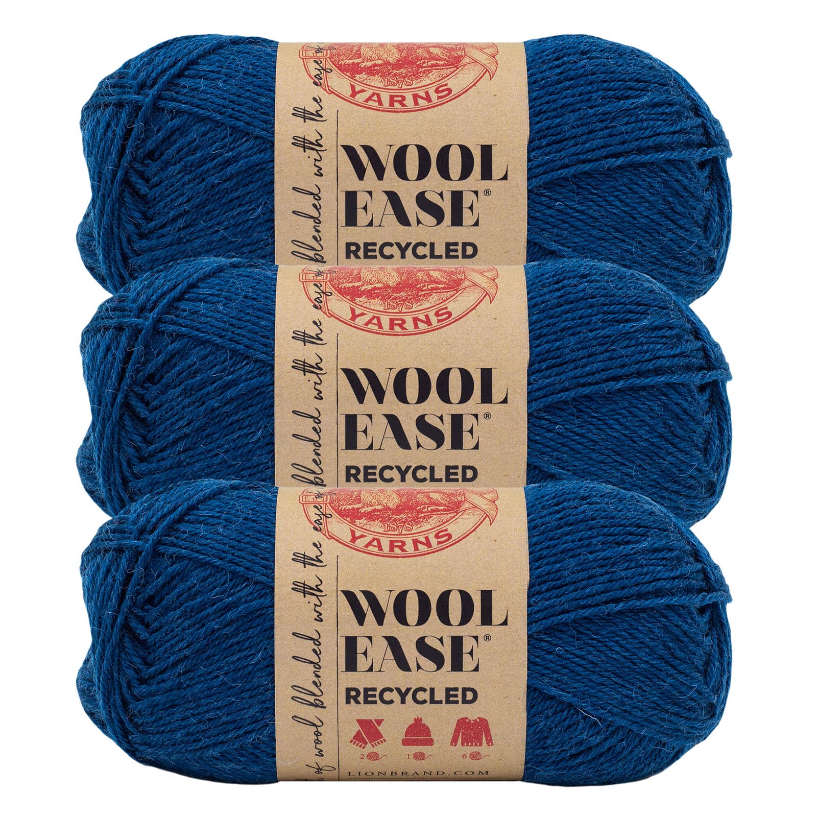 3 Pack Lion Brand® Wool-Ease® Recycled Solid Yarn