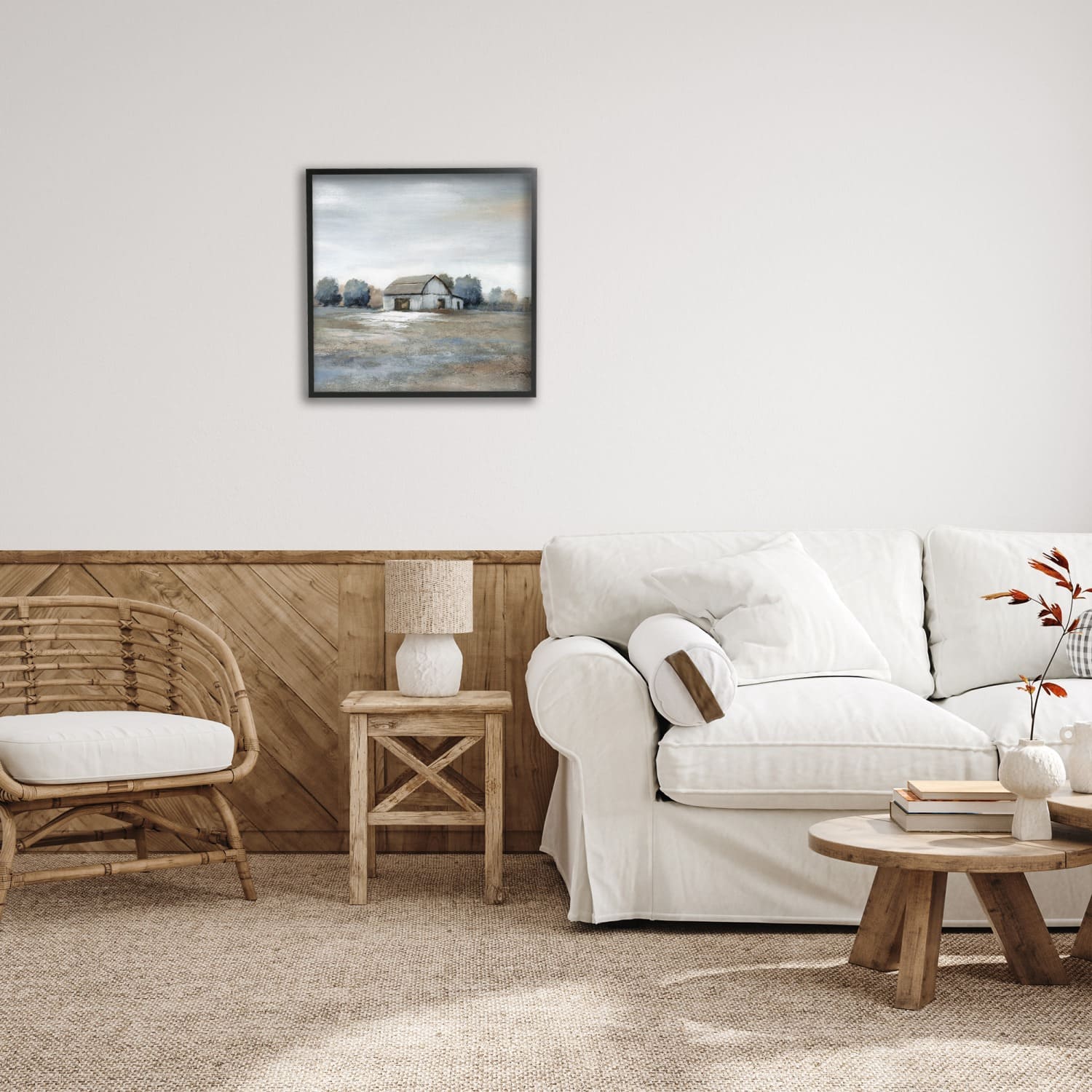 Stupell Industries Countryside Barn Neutral Tones Framed Giclee Art
