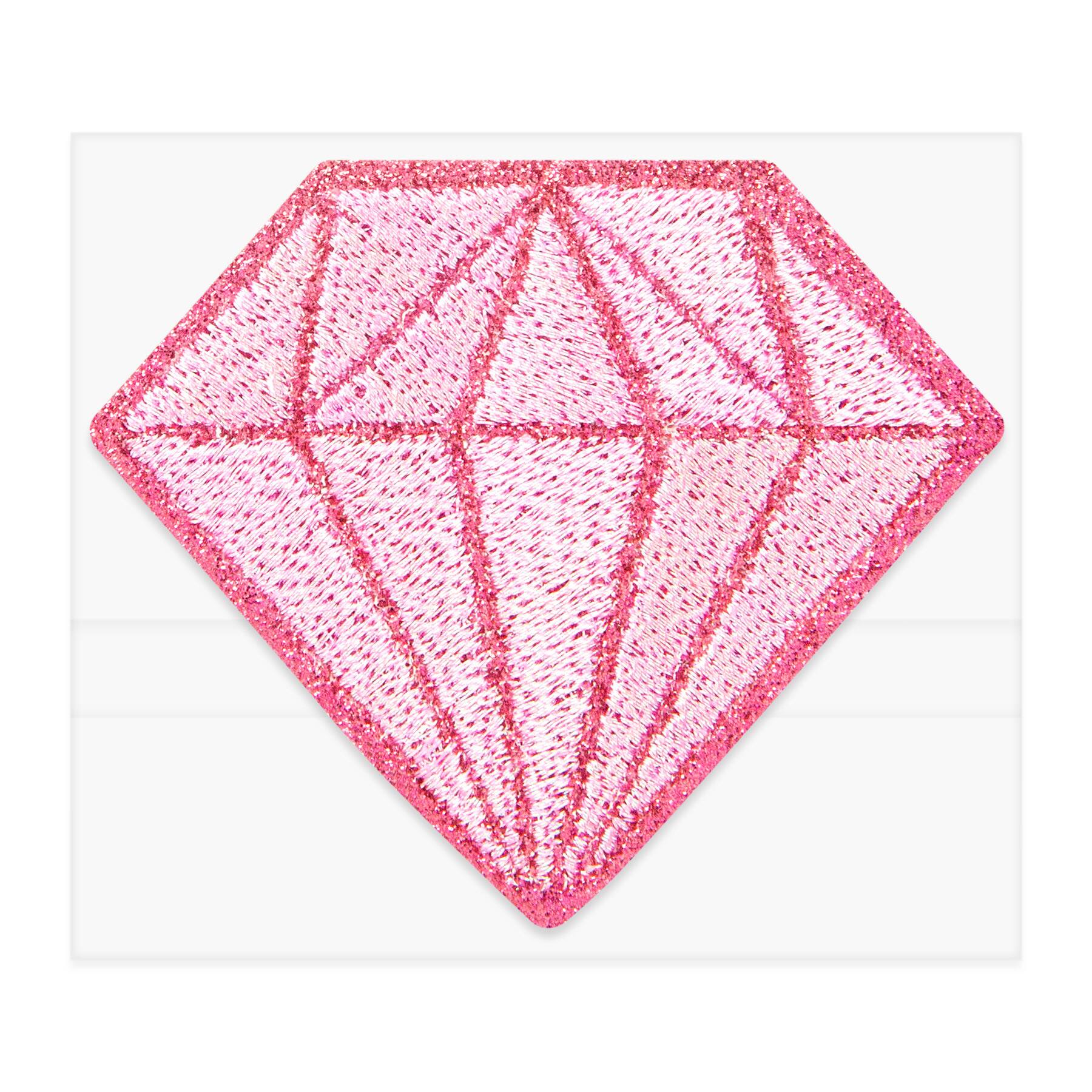 Pink Diamond Embroidered Iron-On & Adhesive Patch by Make Market®