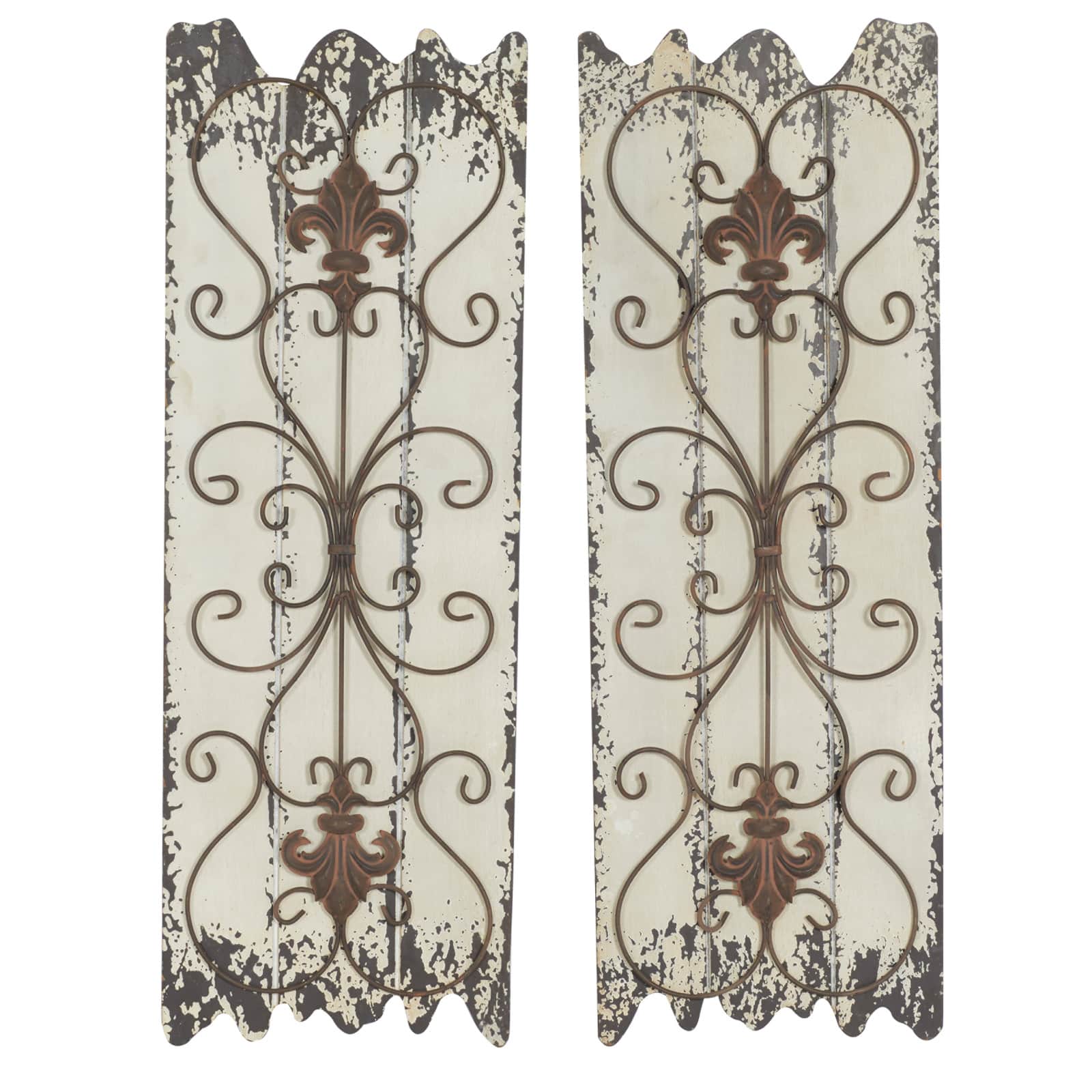 32" White Rustic Wood Wall Decor, 2ct.