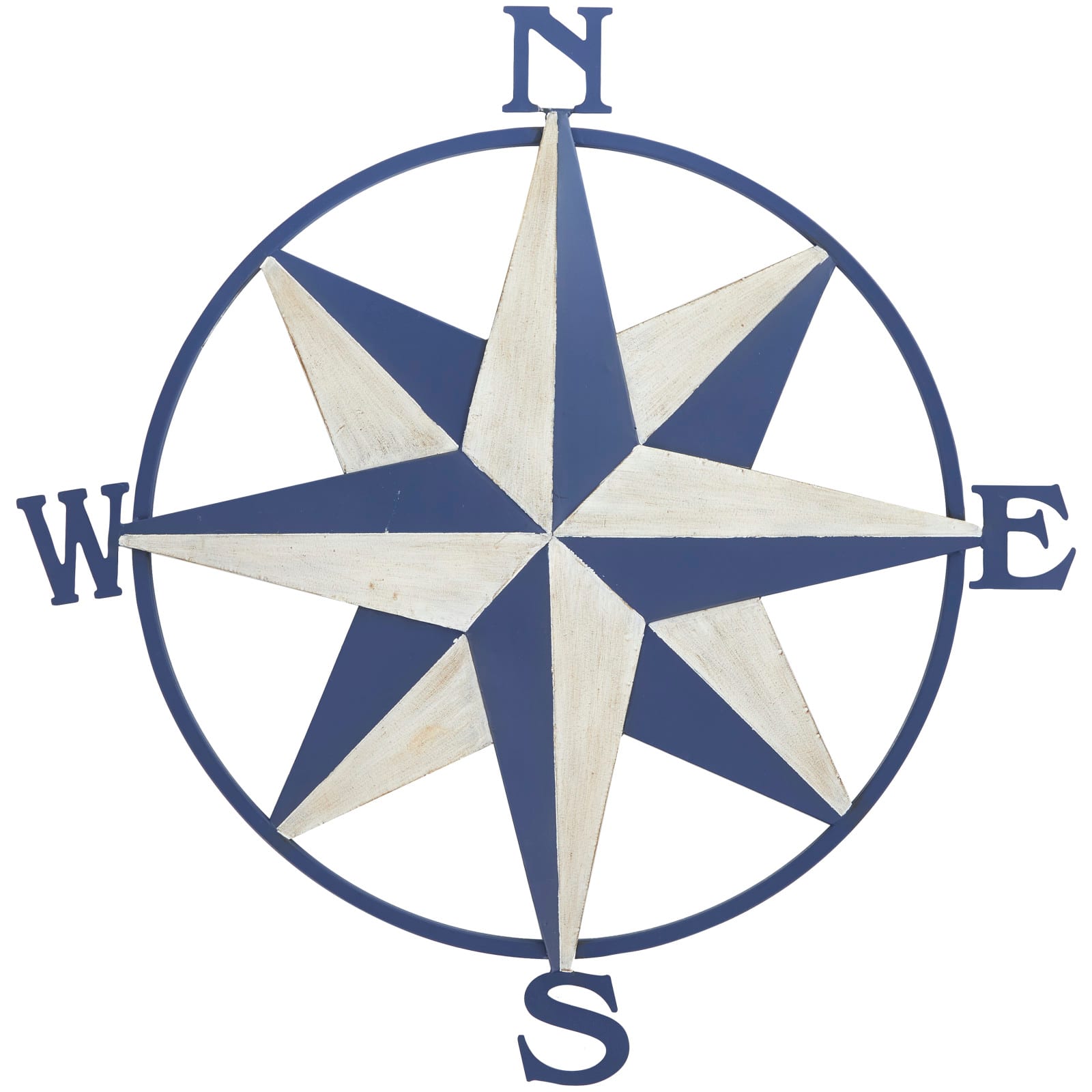 Blue & Cream Distressed Compass Wall Décor