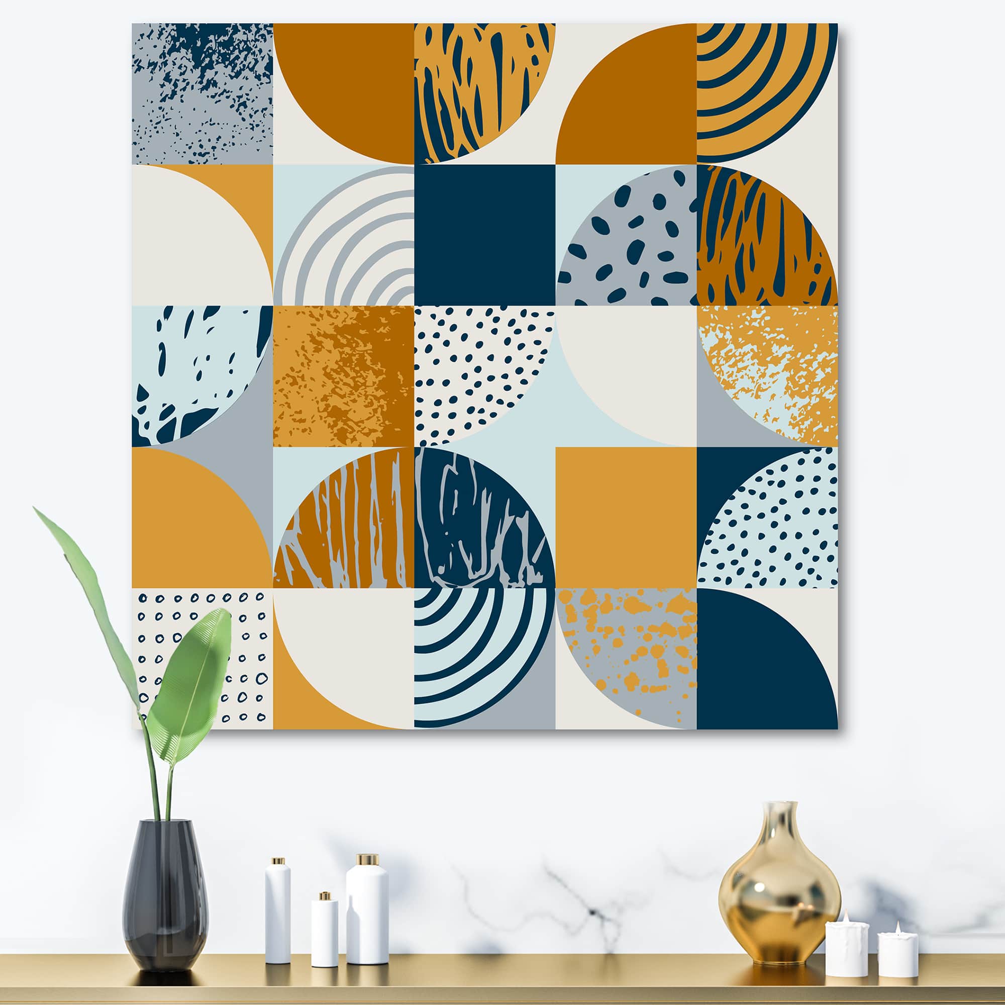 Designart - Retro Semicircles Circles and Squares
