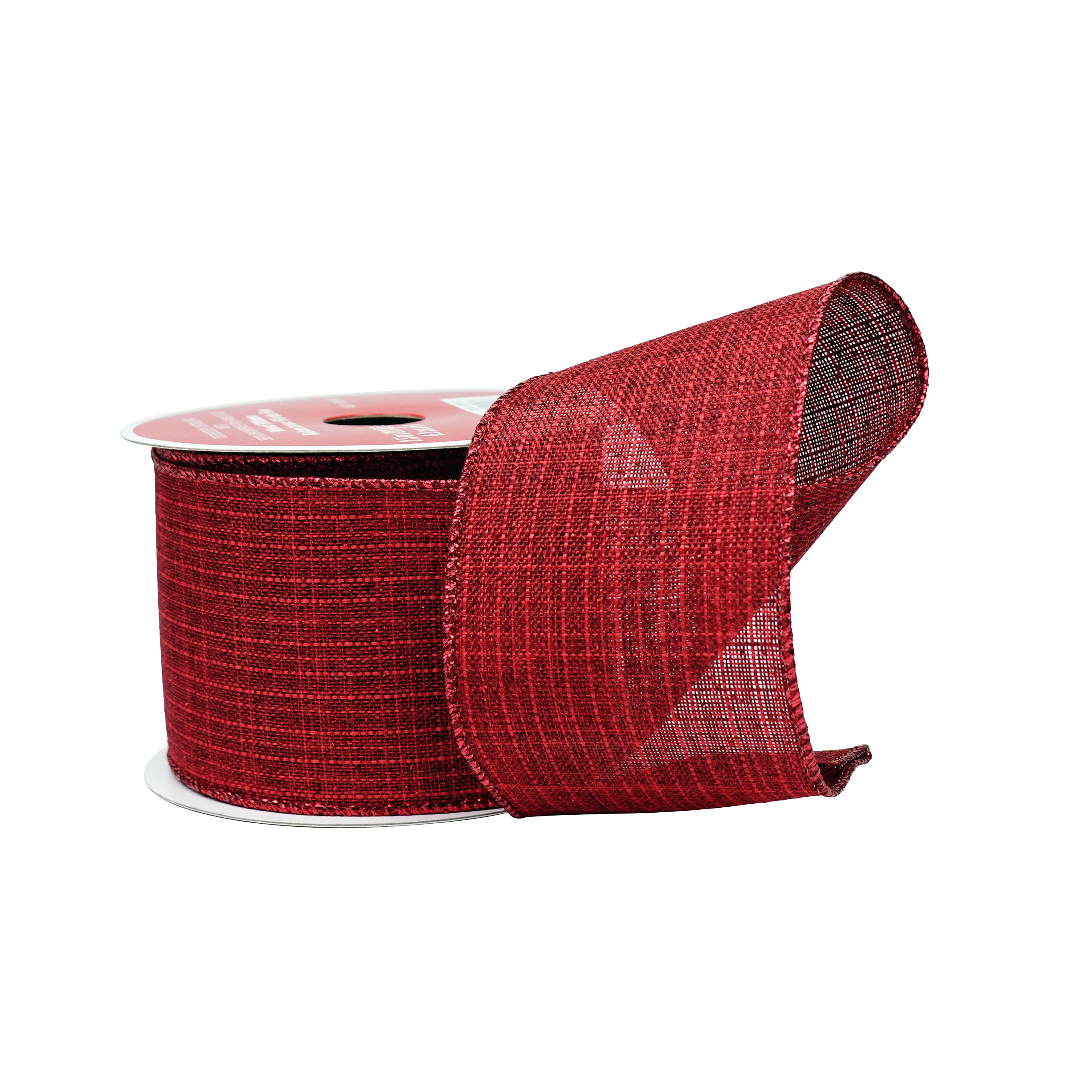 2.5" x 6.6yd. Burgundy Wired Linen Ribbon by Celebrate It®