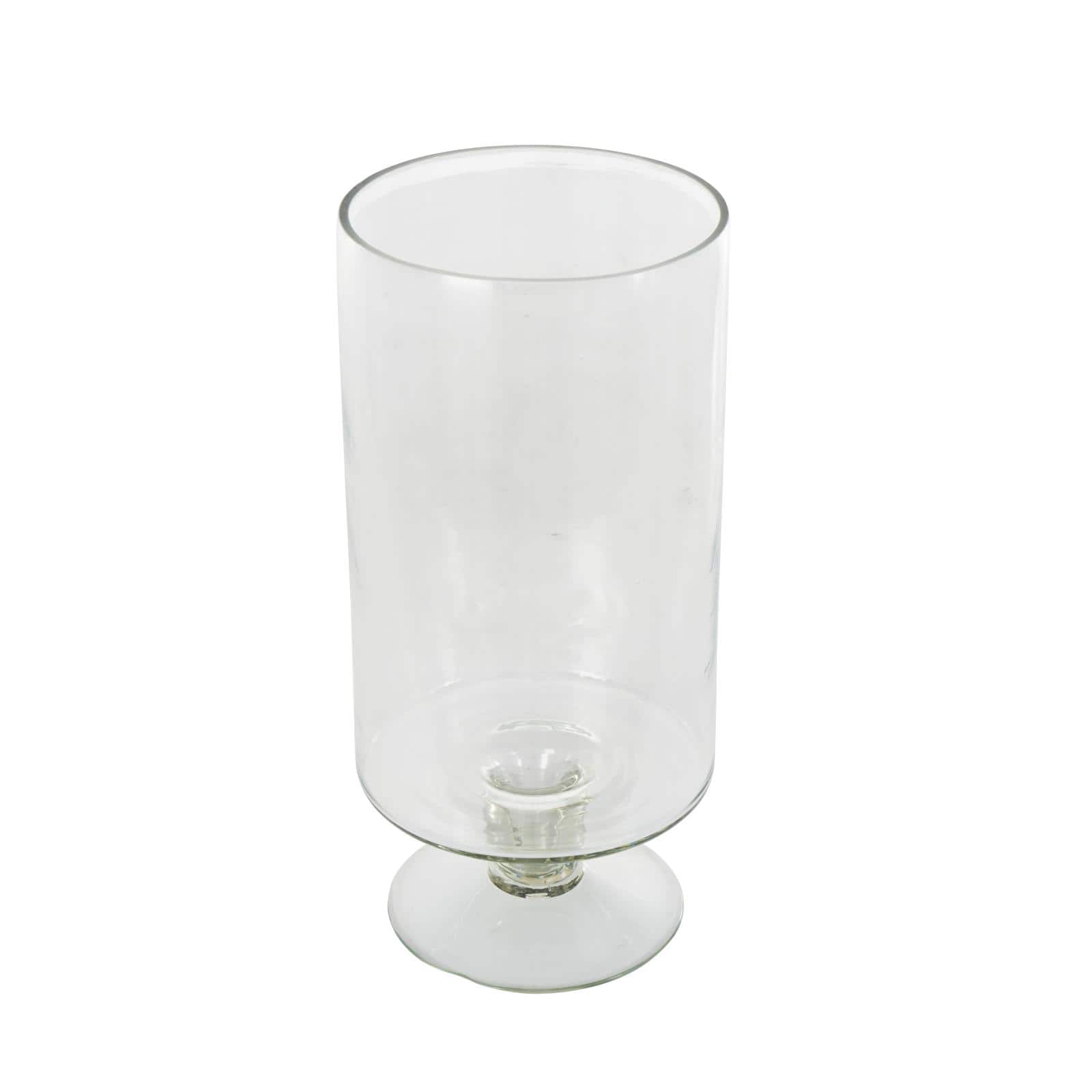 13" Clear Glass Hurricane Candle Holder with Elevated Base