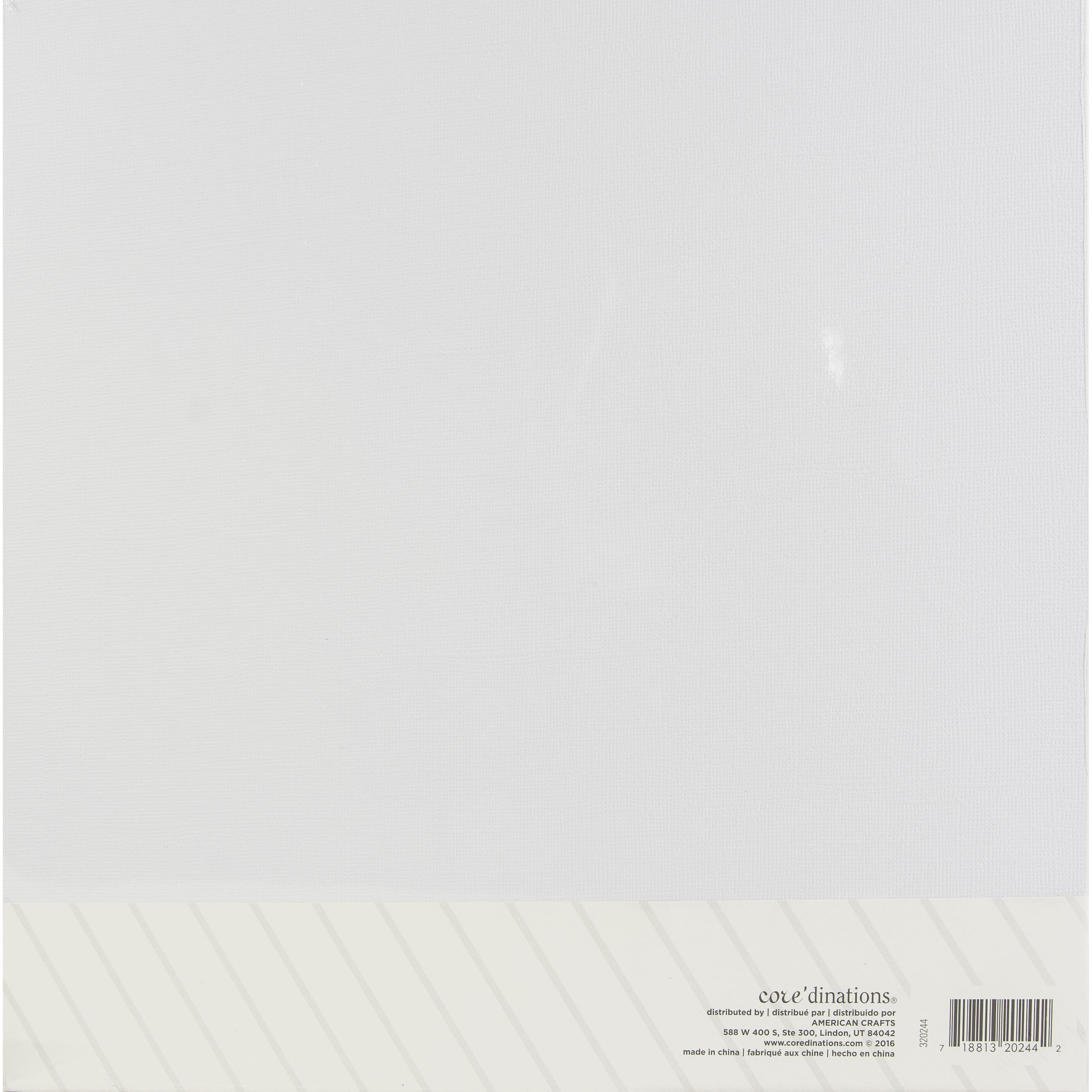 Core'dinations® White Canvas 12" x 12" Premium Cardstock, 20 Sheets