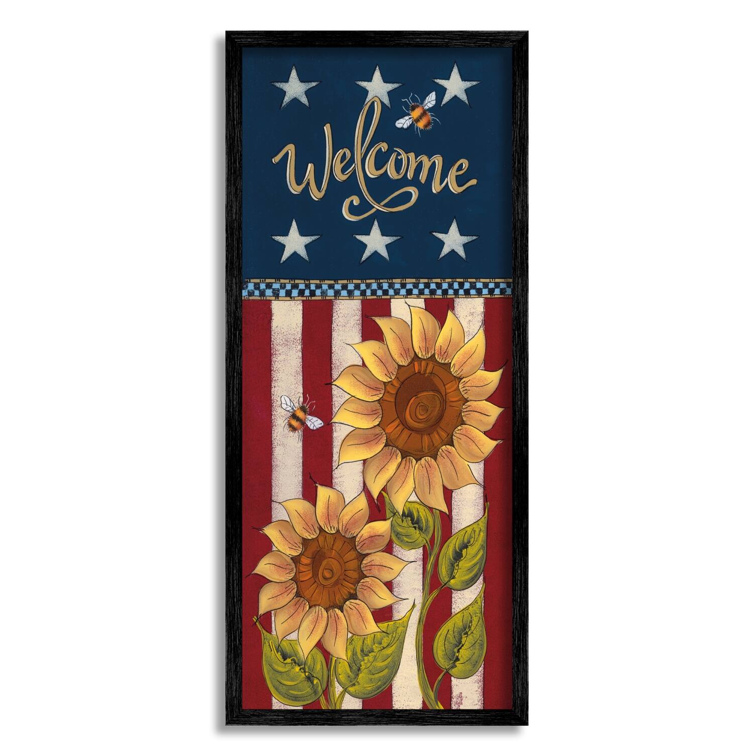 Stupell Industries Americana Welcome Country Sunflowers Framed Giclee Art