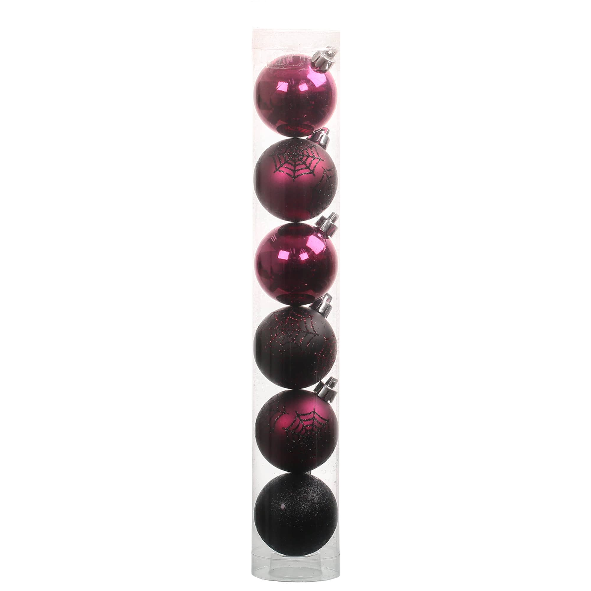 6 Pack 45mm Black Spiderweb Shatterproof Ball Ornaments by Ashland®