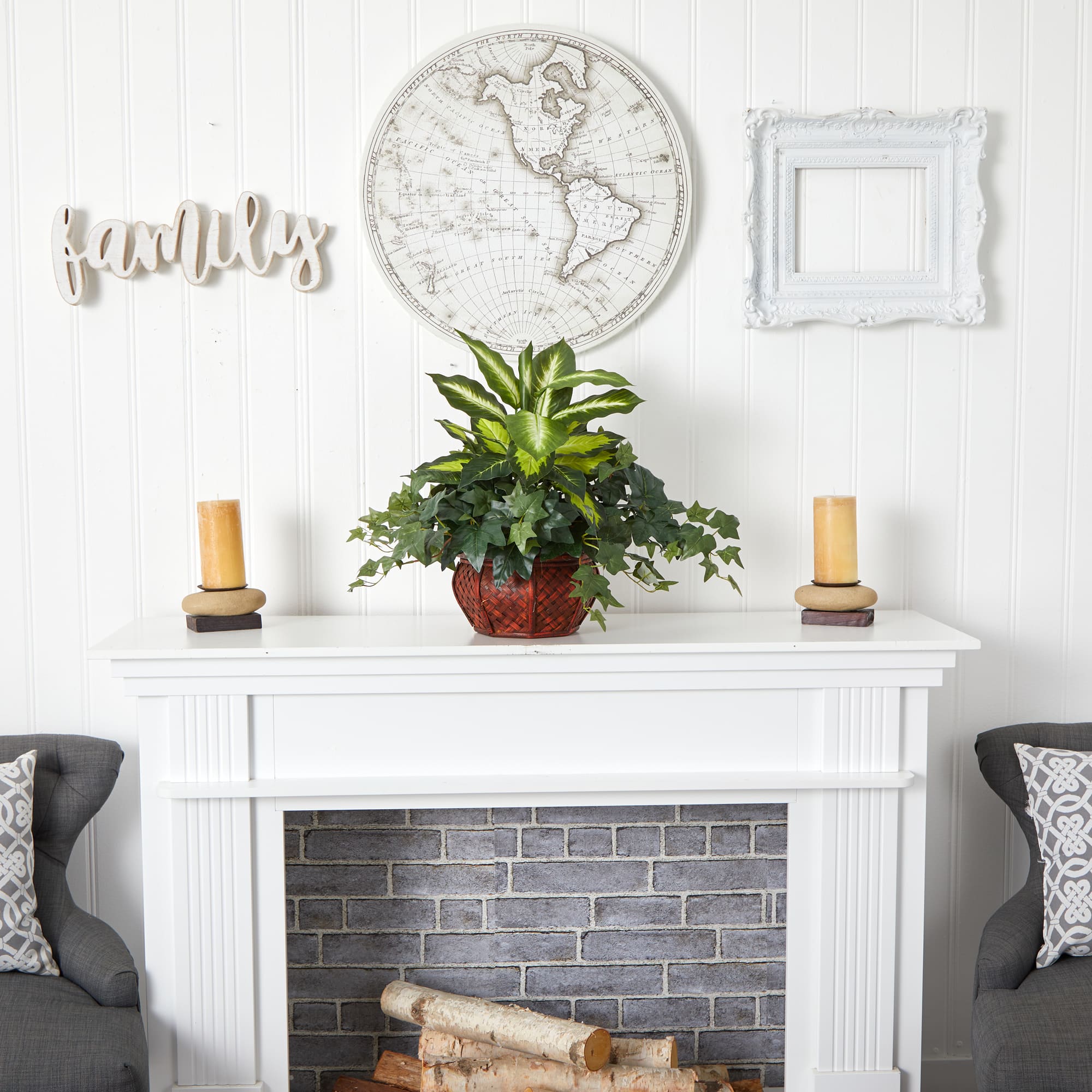 20" Dieffenbachia & Ivy In Decorative Planter