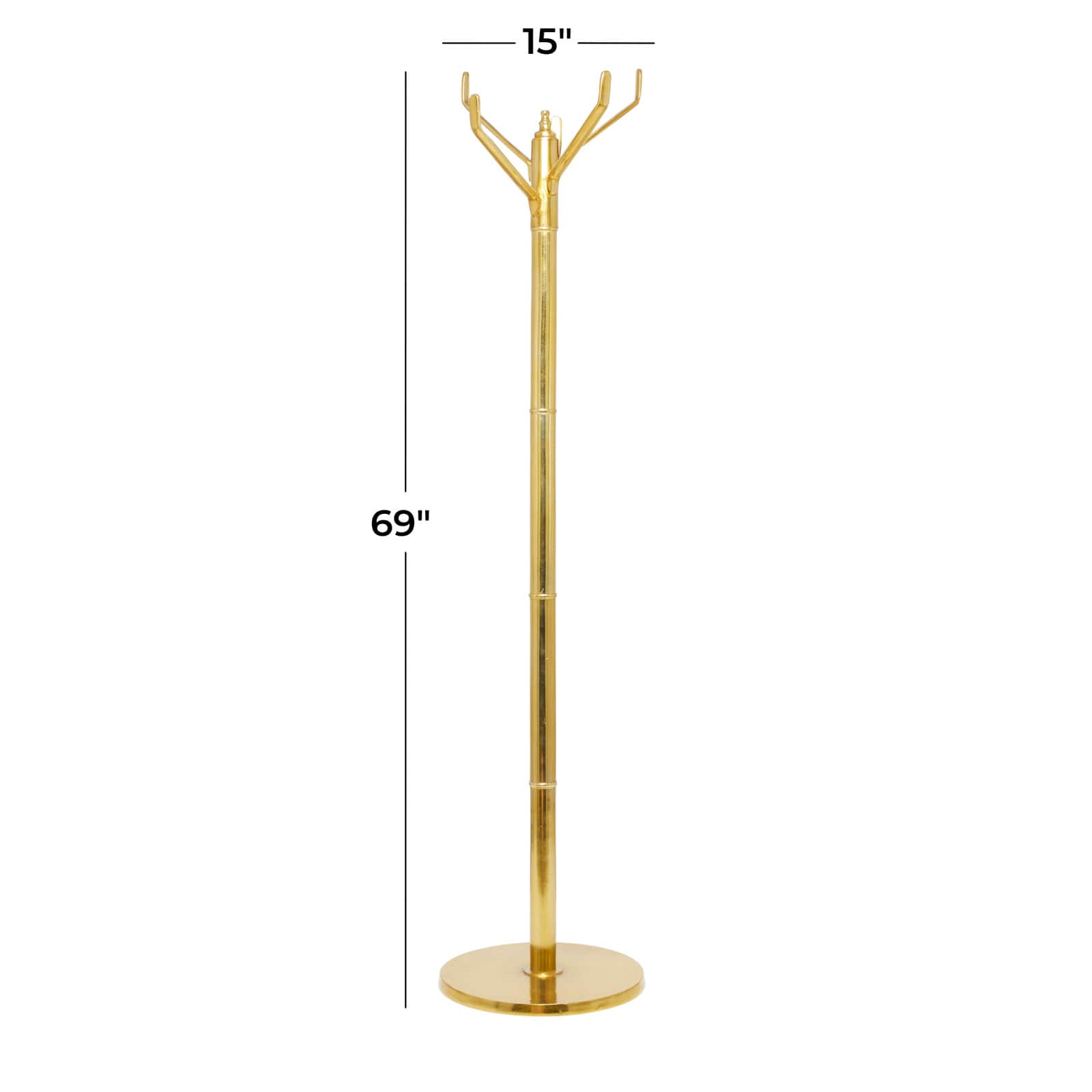 Gold Aluminum Contemporary Coat Rack, 69" x 15" x 15"