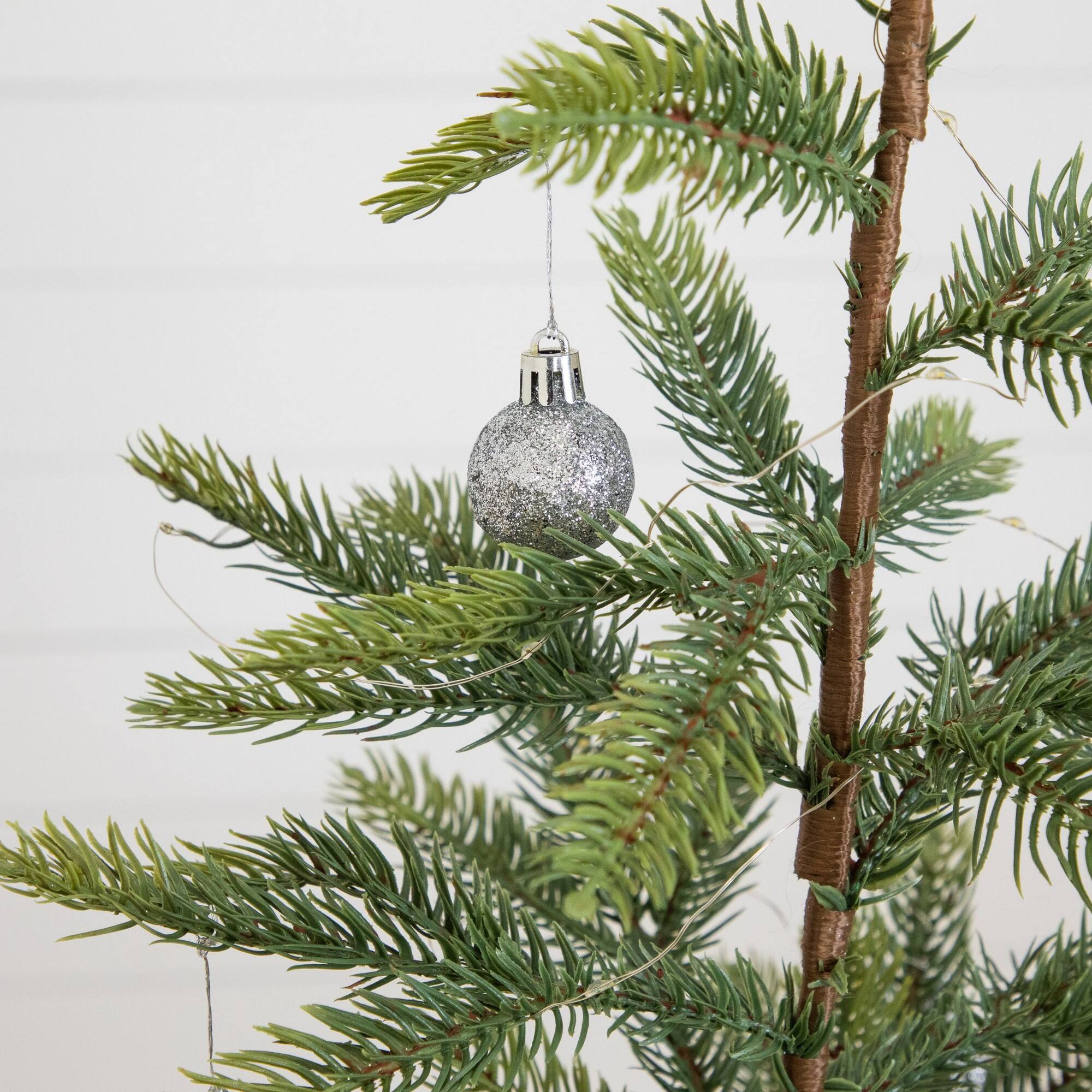 Nearly Natural 24" Pre-Lit Natural Look Fraser Fir Artificial Christmas Tree in Burlap Wrapped Base
