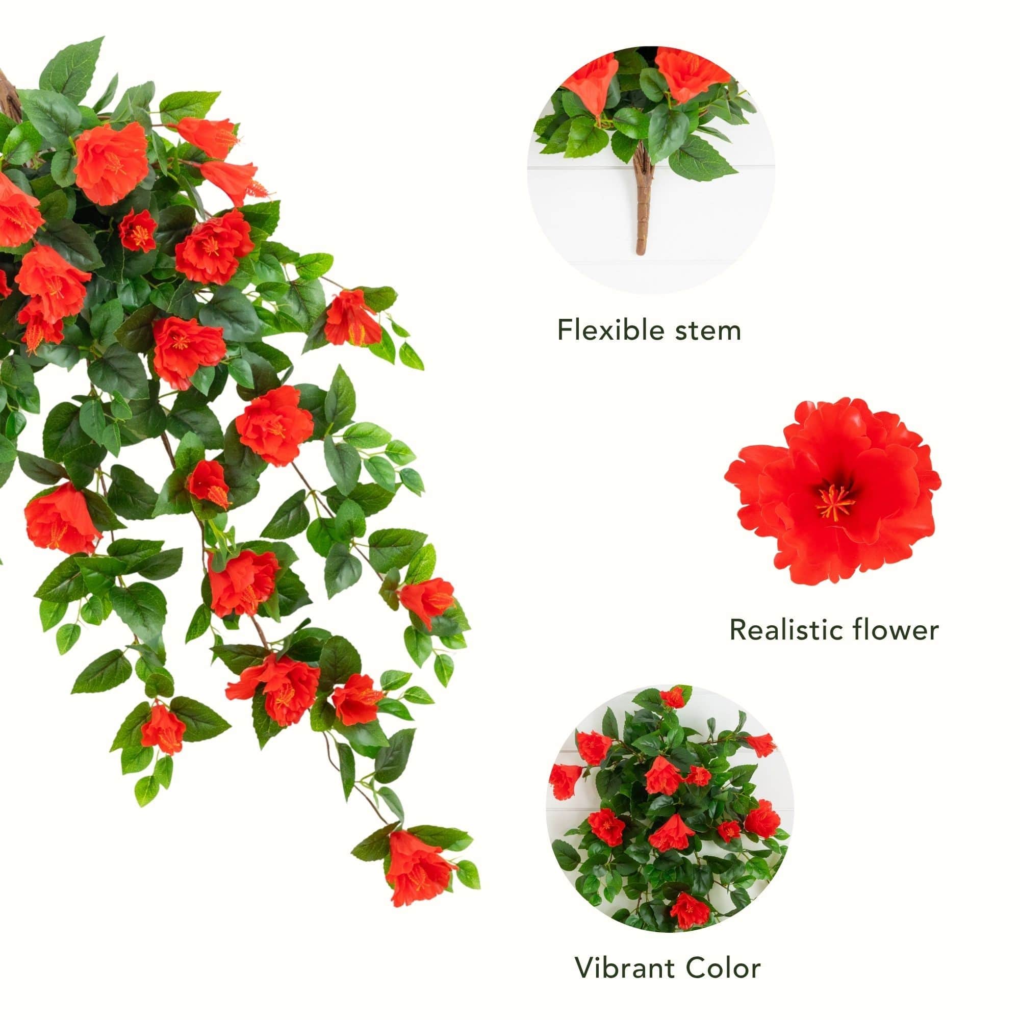 41" UV Resistant Artificial Hibiscus Hanging Plants, 2ct.