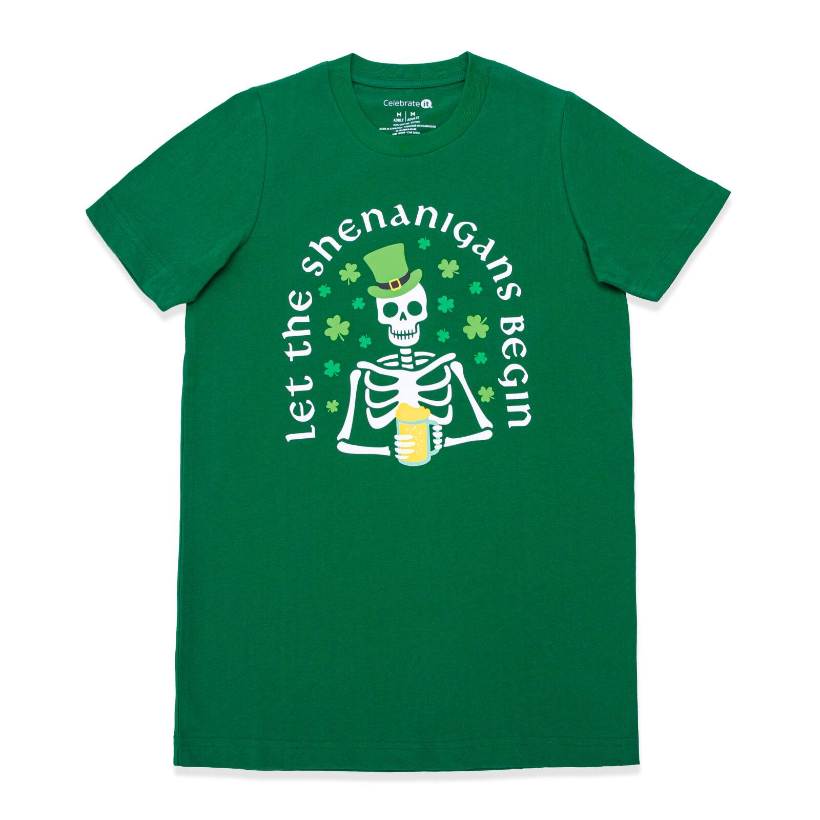 Let the Shenanigans Begin Skeleton Adult T-Shirt by Celebrate It
