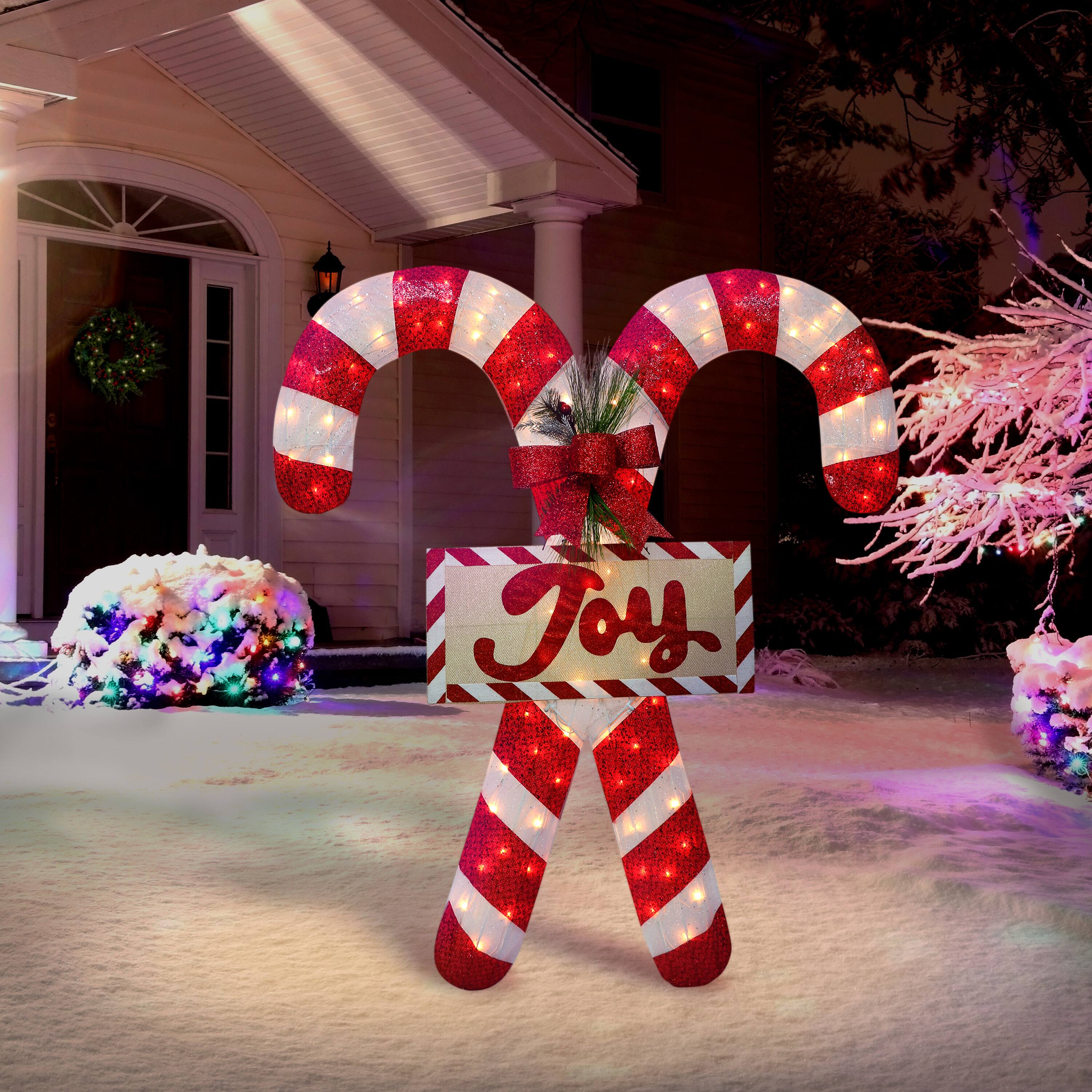 52" Pre-Lit Mesh Candy Cane Pair