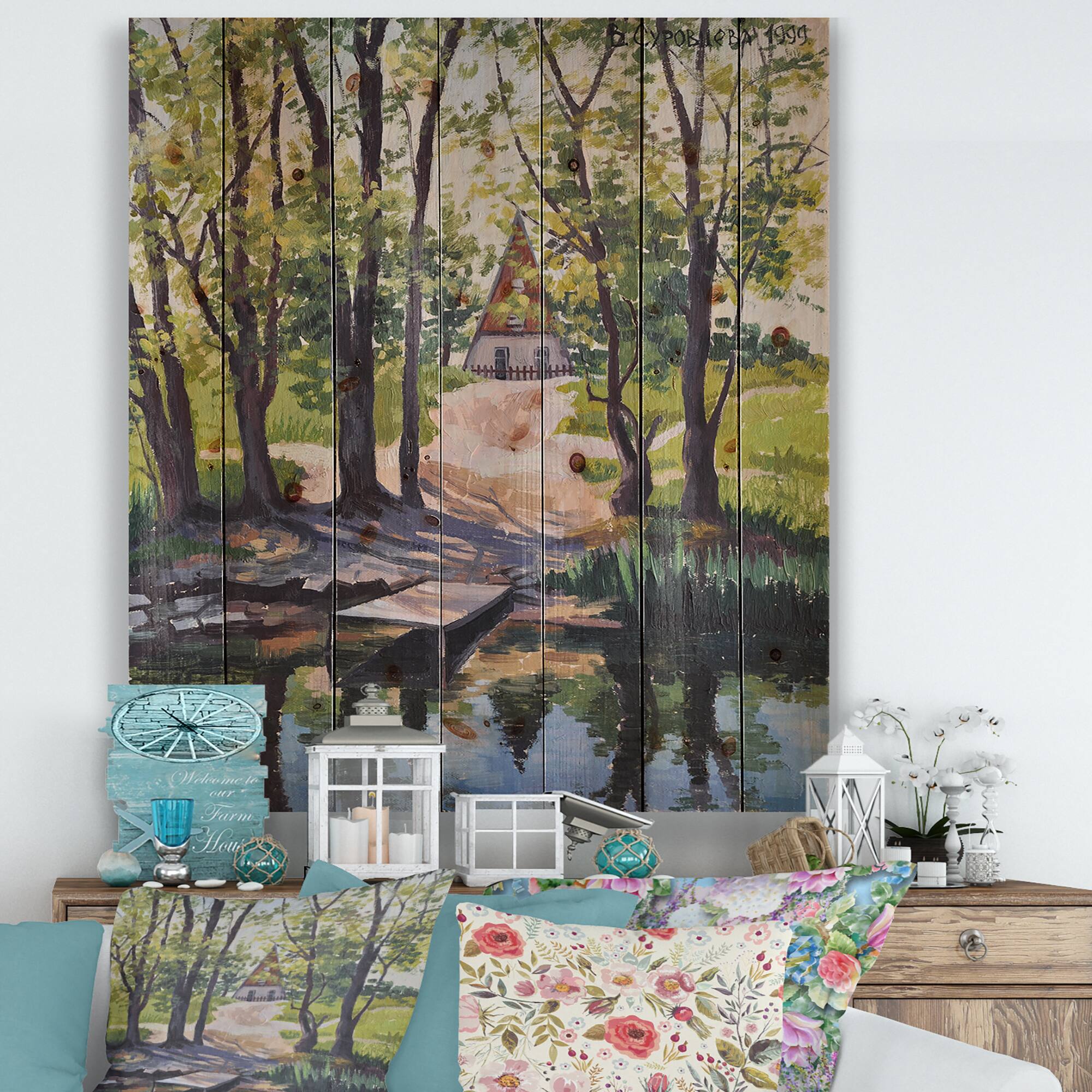 Designart - Mysterious House By The River In The Woods