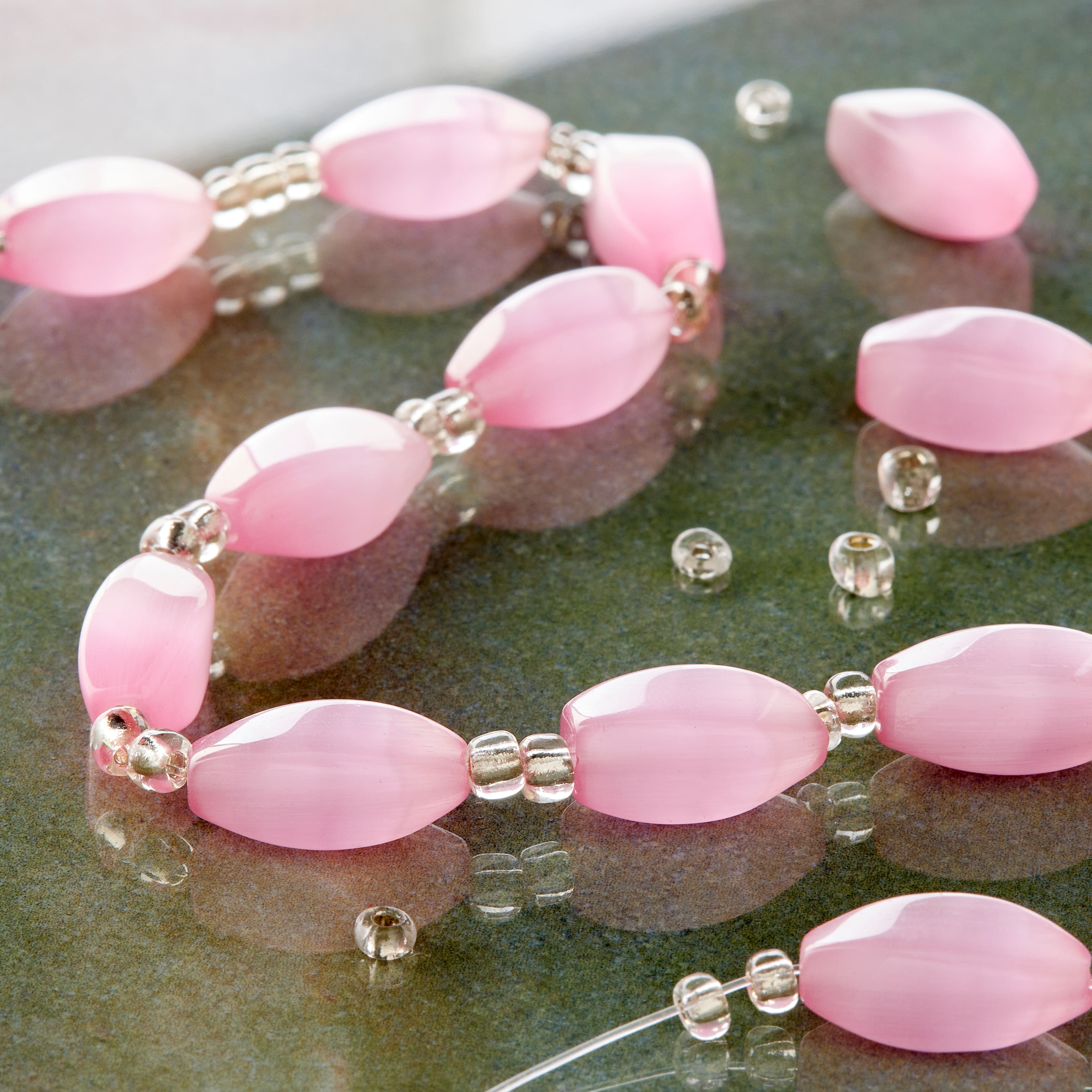 Pink Cat's Eye Glass Twist Beads, 16mm by Bead Landing™
