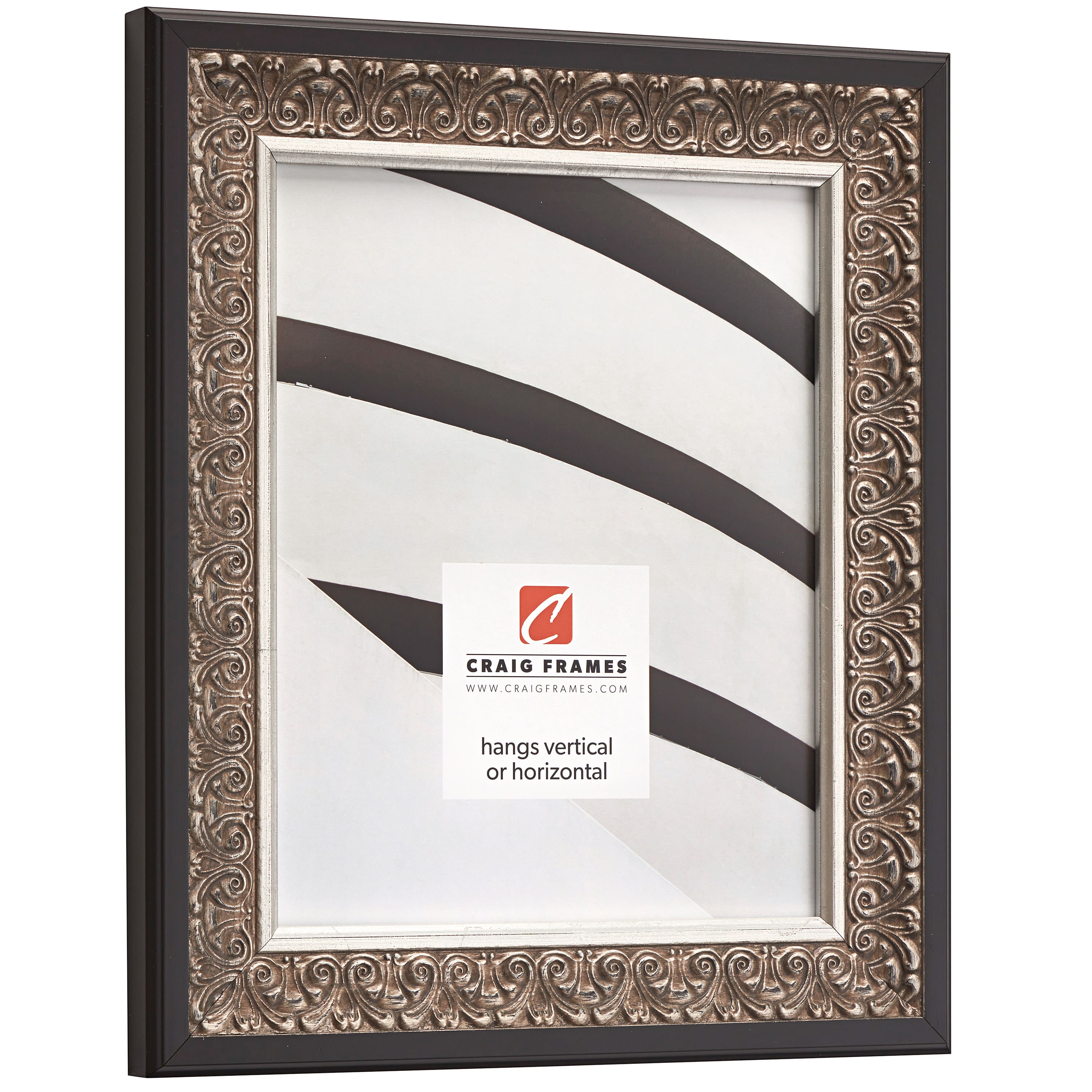 Craig Frames Furio Distressed Silver and Black Picture Frame