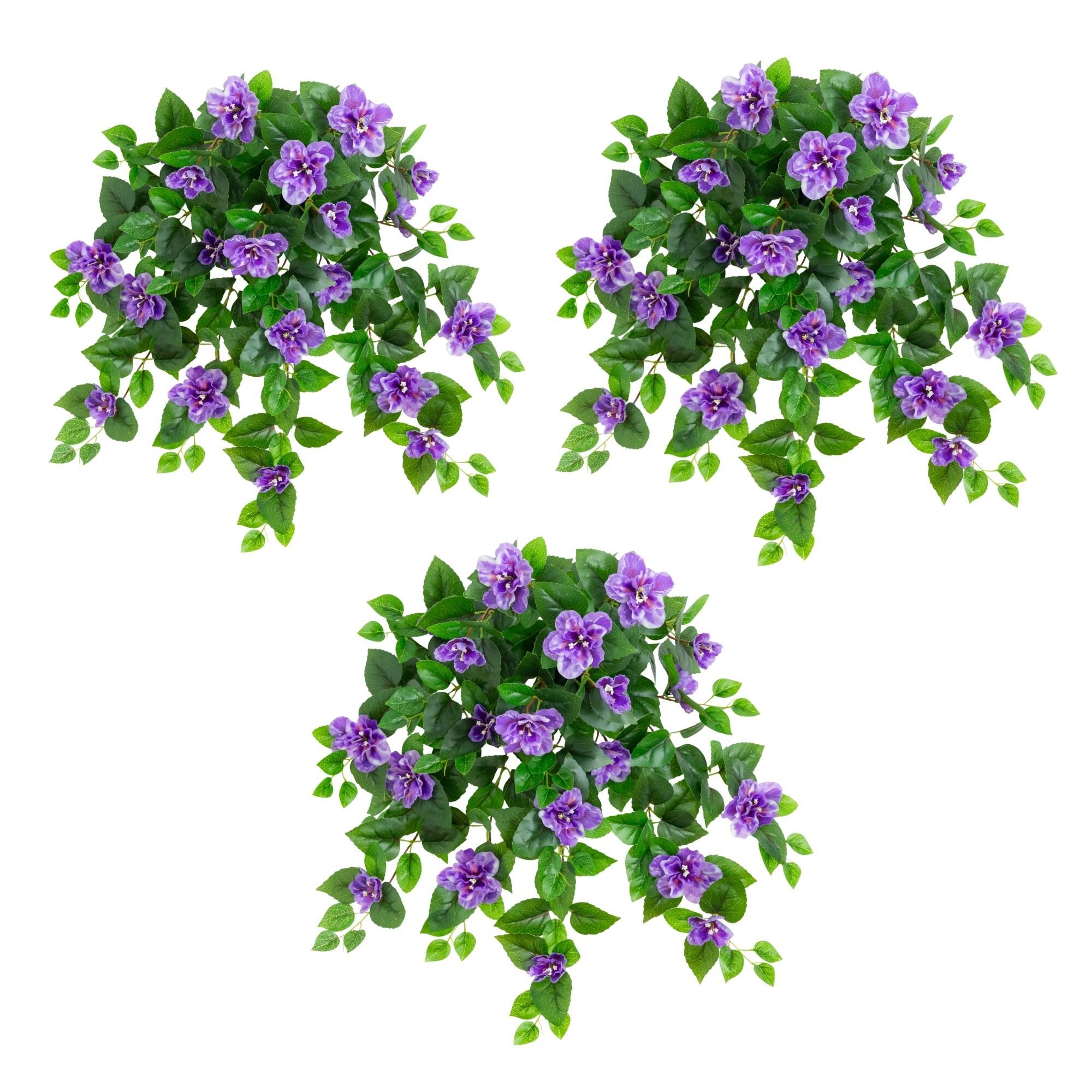 Michaels, 24" UV Resistant Artificial Azalea Hanging Plants, 3ct. – Category: Potted Plants