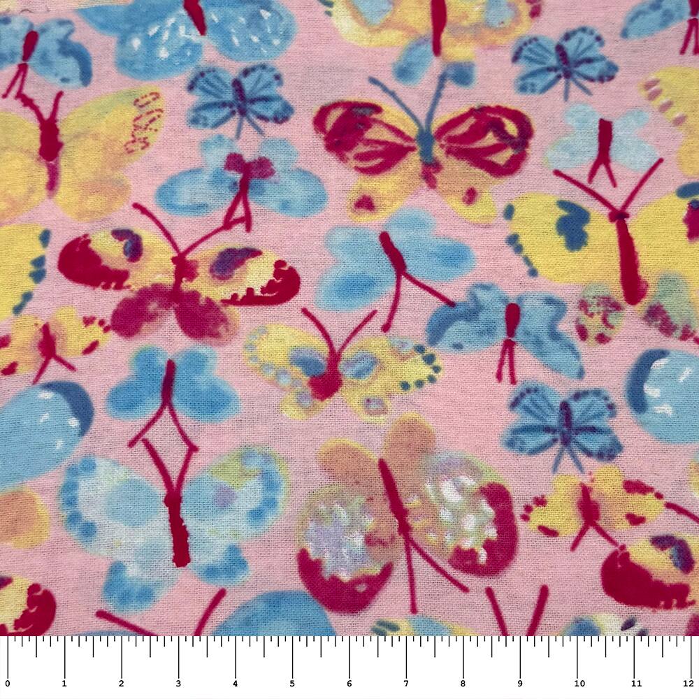Feldman Pink Butterflies Cotton Flannel