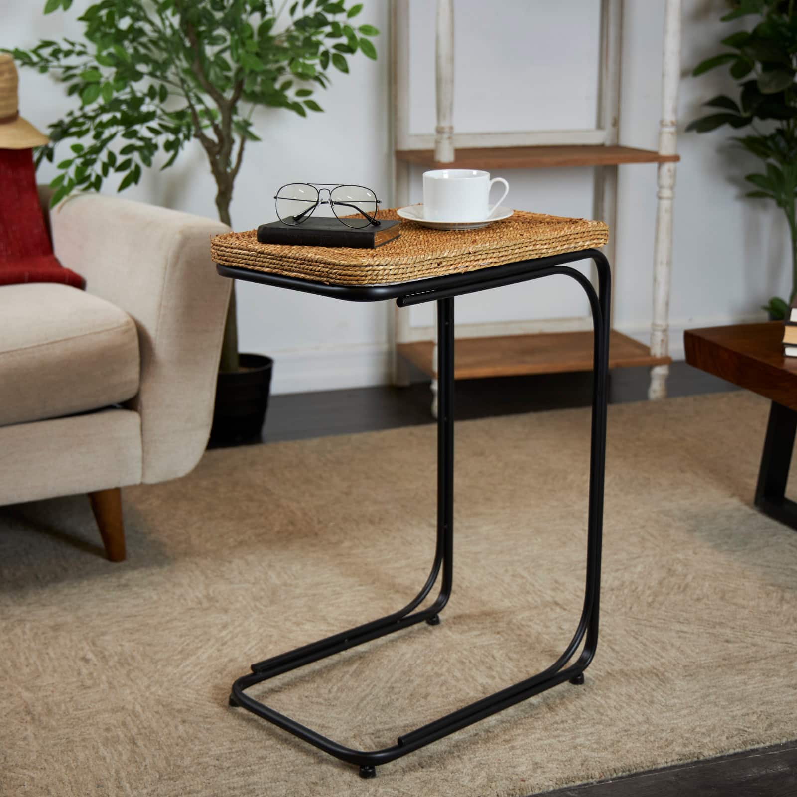 2ft. Brown Dried Plant Coiled C-Shaped Accent Table