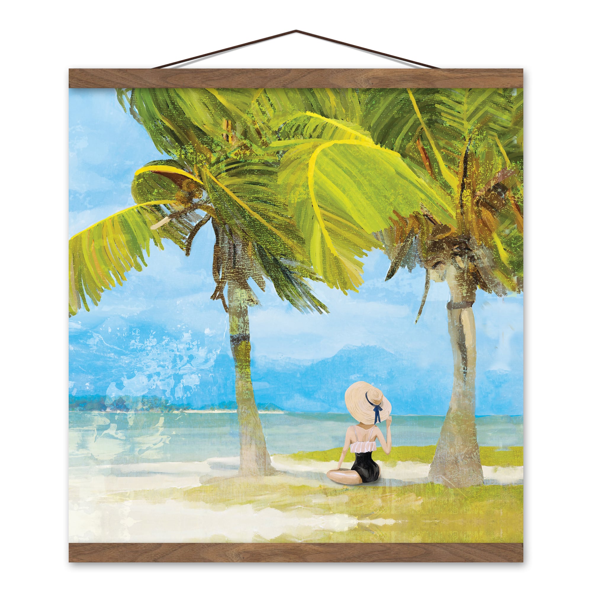 Women Palms Teak Hanging Canvas