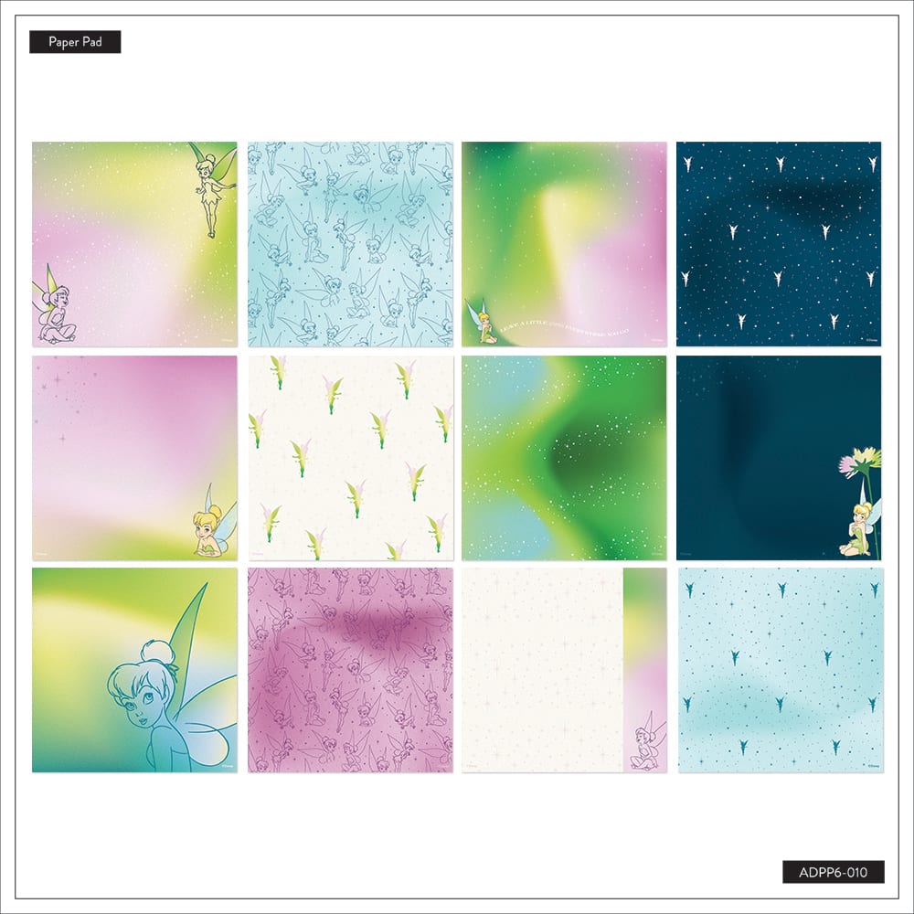 The Happy Planner® Disney© Tinkerbell 6" x 6" Scrapbooking Paper Pad, 24 Sheets