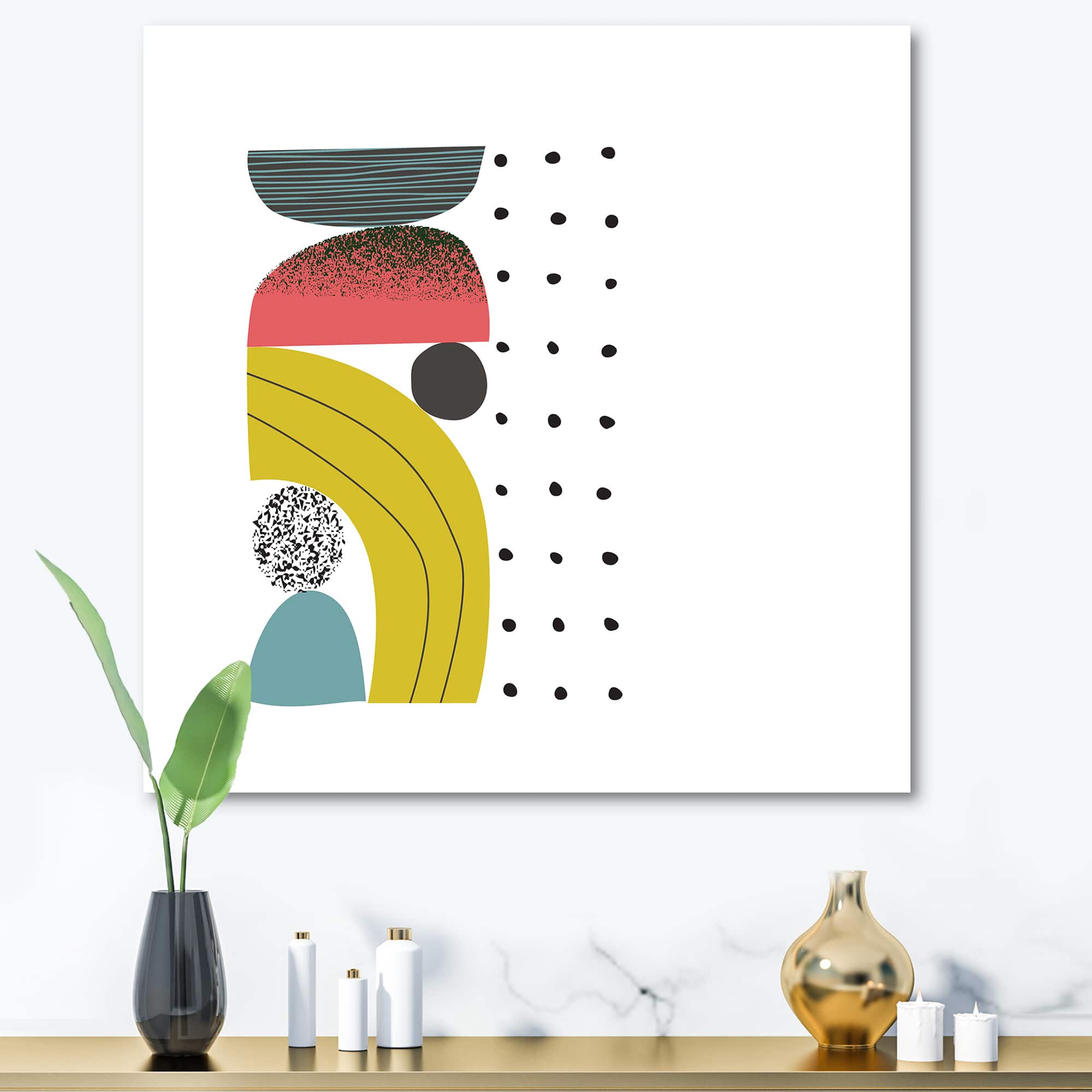 Designart - Colorful Geometric Abstract Art Collage I - Modern Canvas Wall Art Print