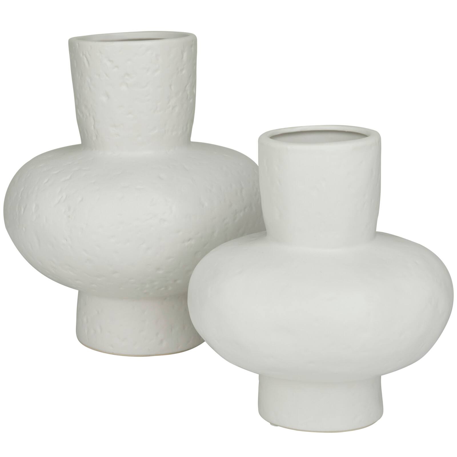 CosmoLiving by Cosmopolitan White Ceramic Gourd Style Vase Set of 2 9", 11"
