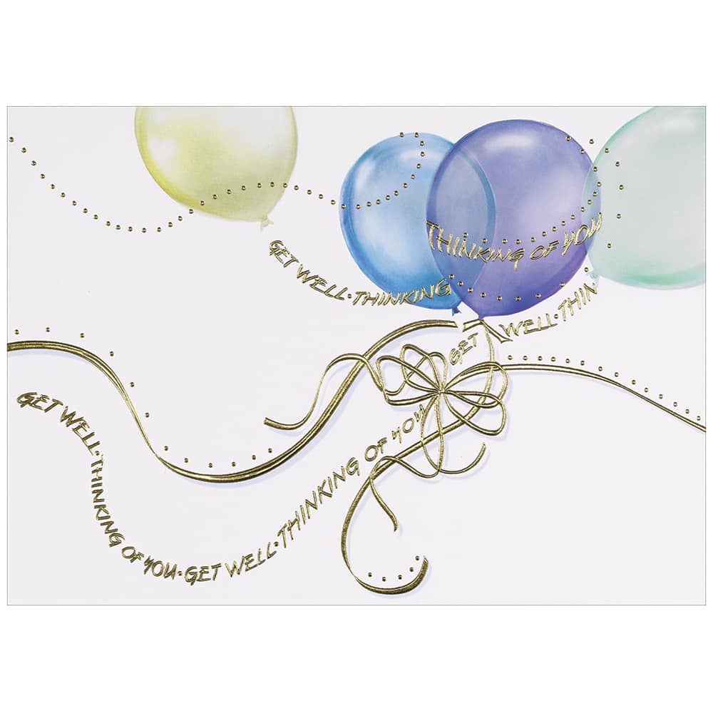 JAM Paper 5.625" x 7.875" Get Well Balloons Sympathy Cards & Envelopes, 25ct.