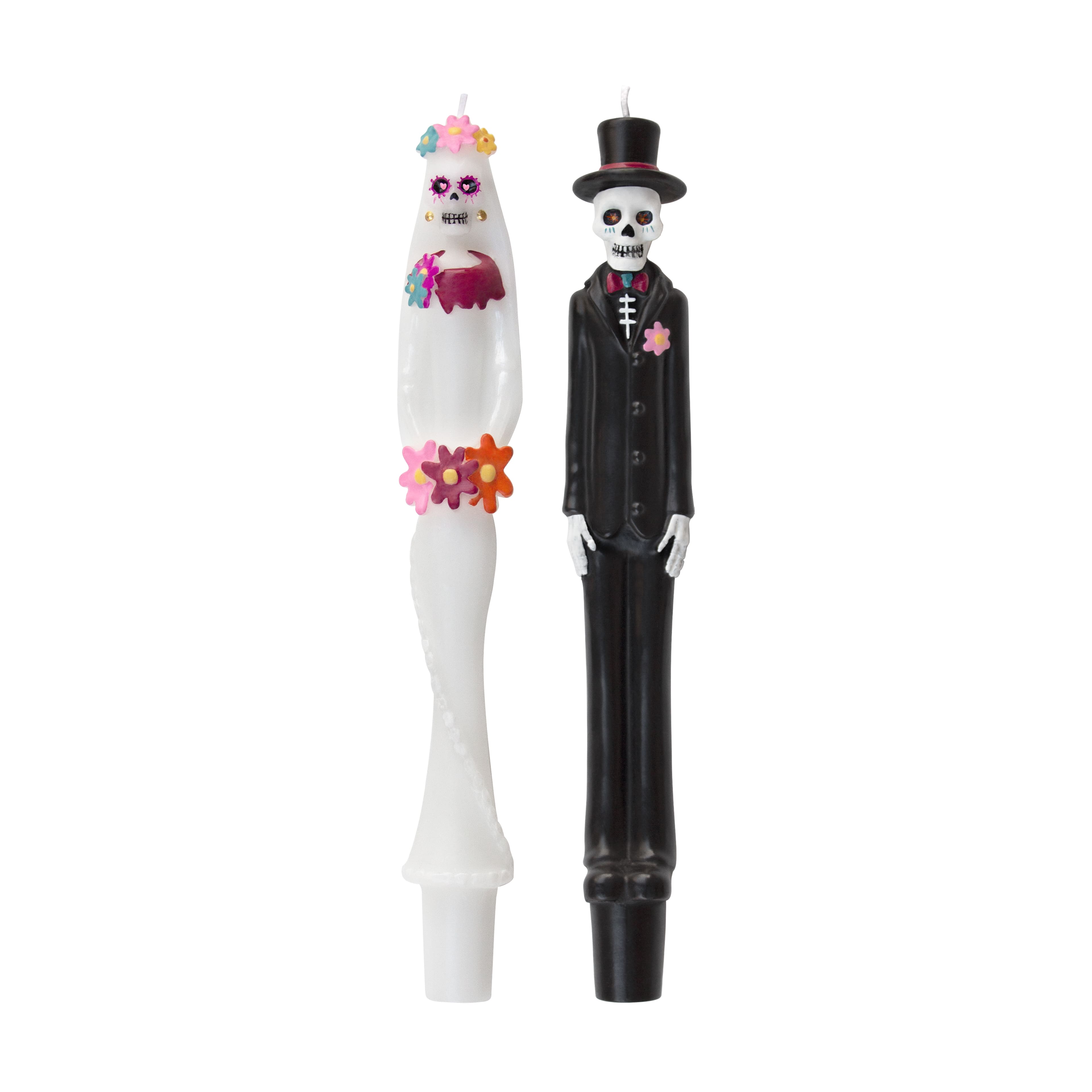 10" Skeleton Bride & Groom Unscented Taper Candles by Ashland®