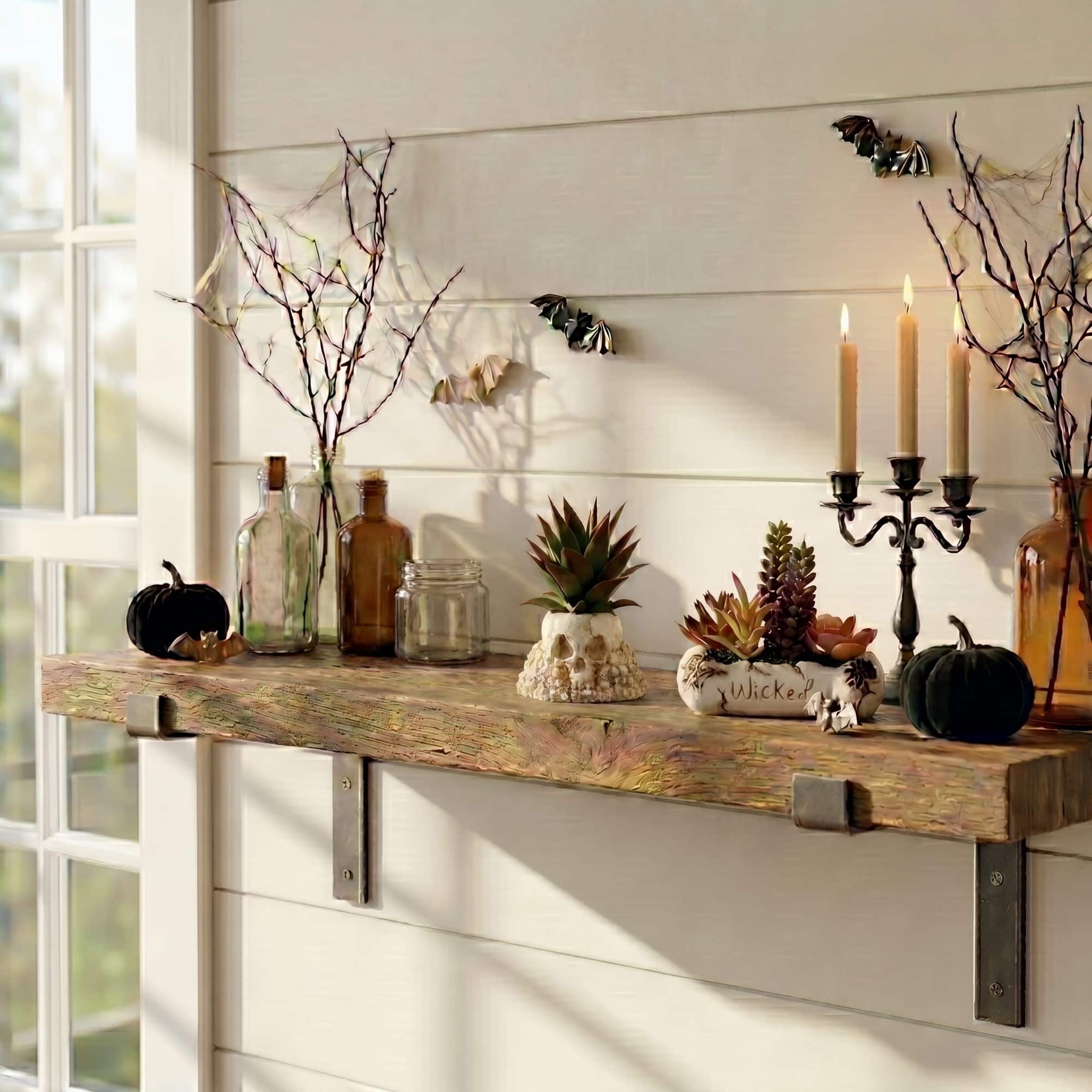 5" Artificial Halloween Succulent Garden in Haunted Planters Set