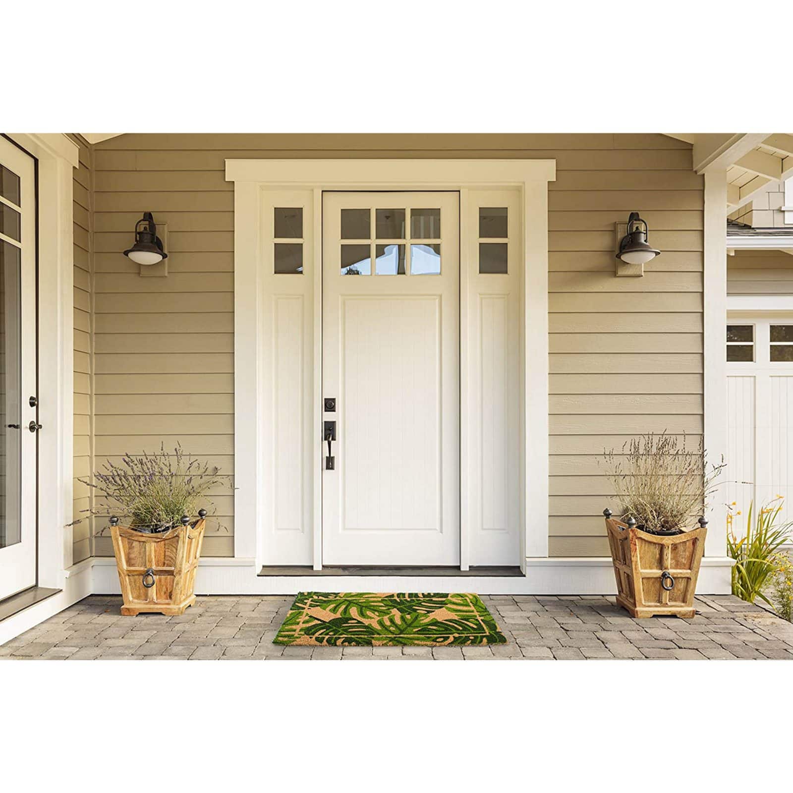 DII® J&M Palm Leaves Vinyl Back Coir Doormat