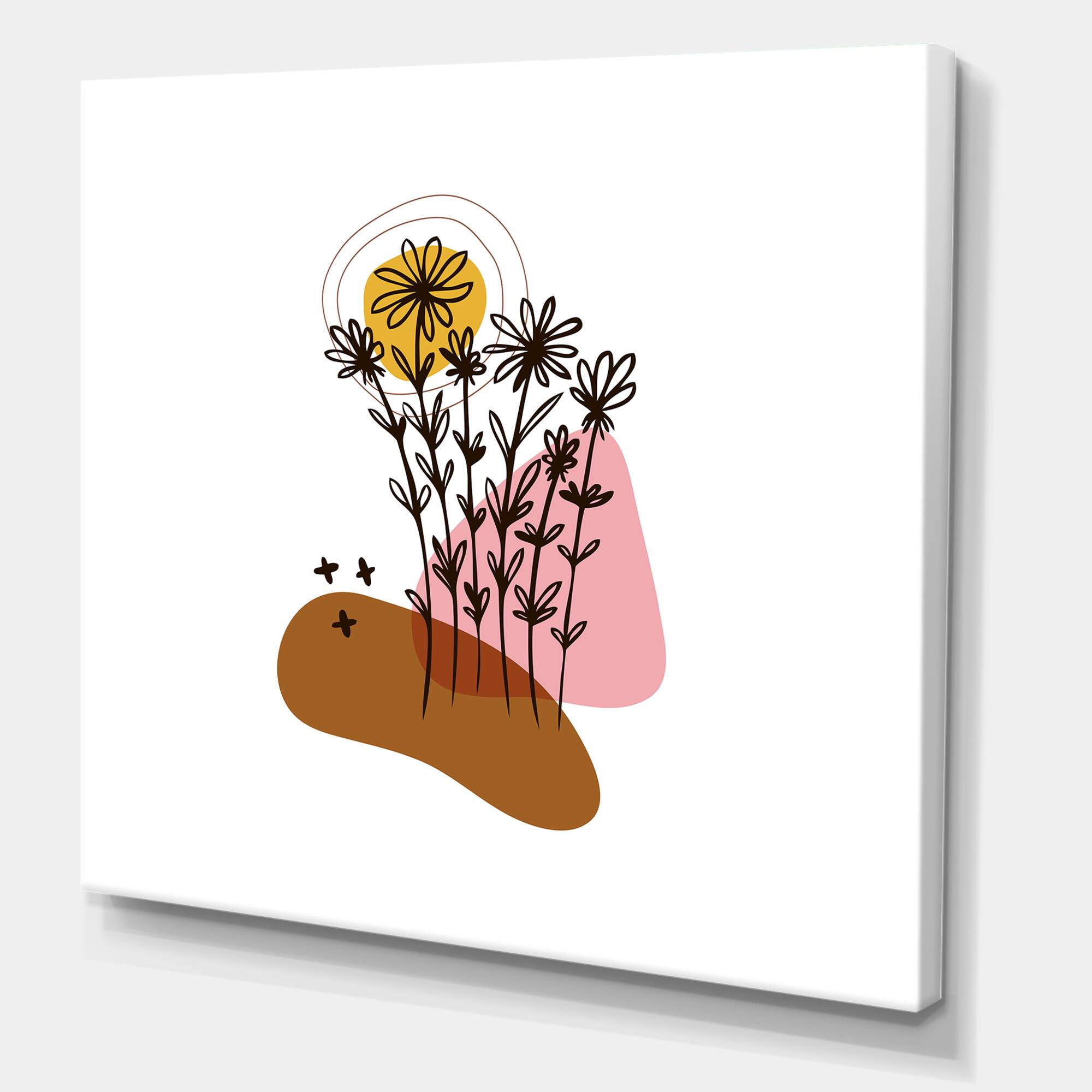 Designart - Elementary Shapes With Abstract Flowers Plants I