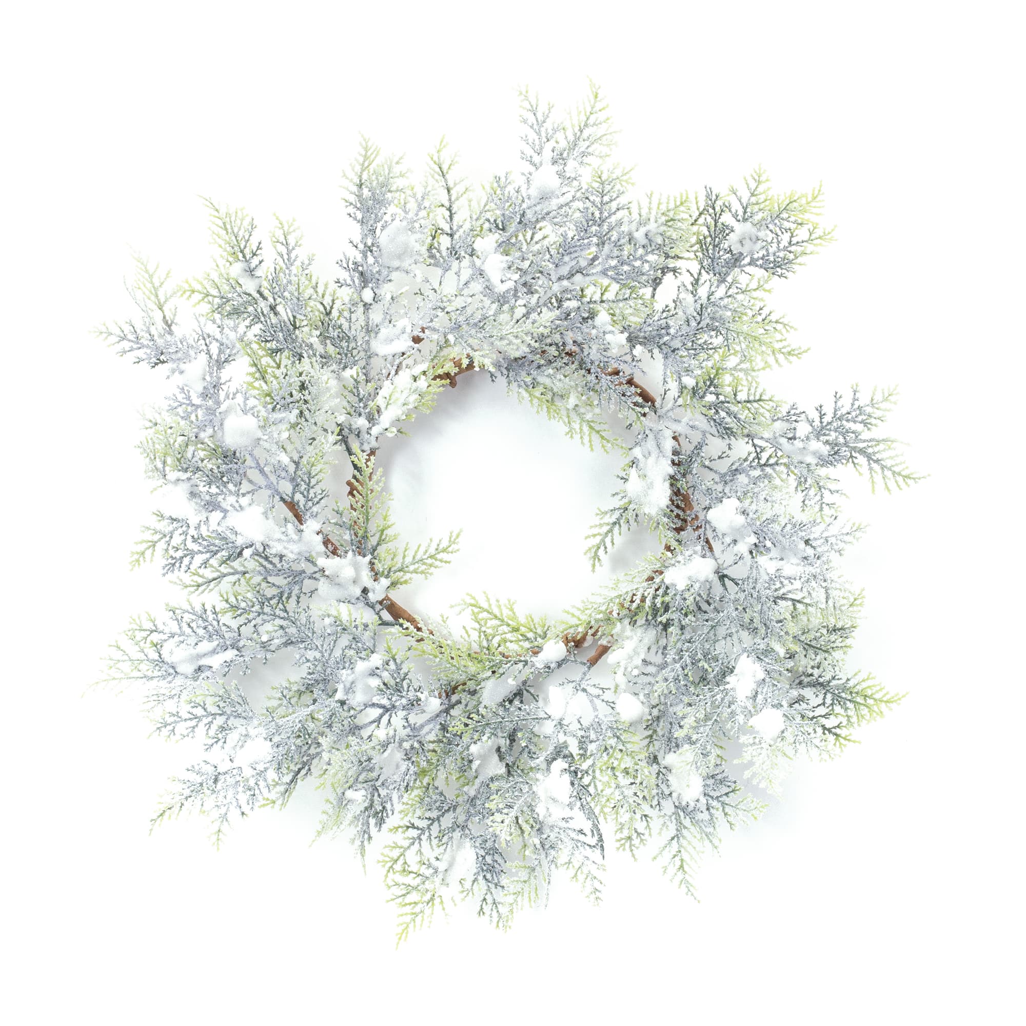 15" Flocked Cedar Wreath