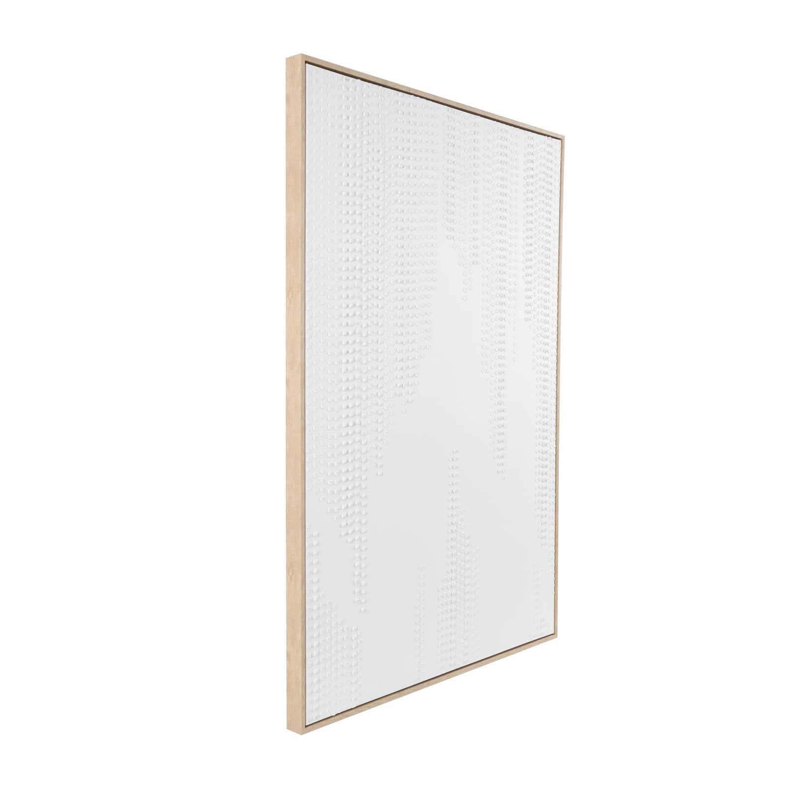 White wooden abstract dimensional dot home wall décor with brown wooden frame