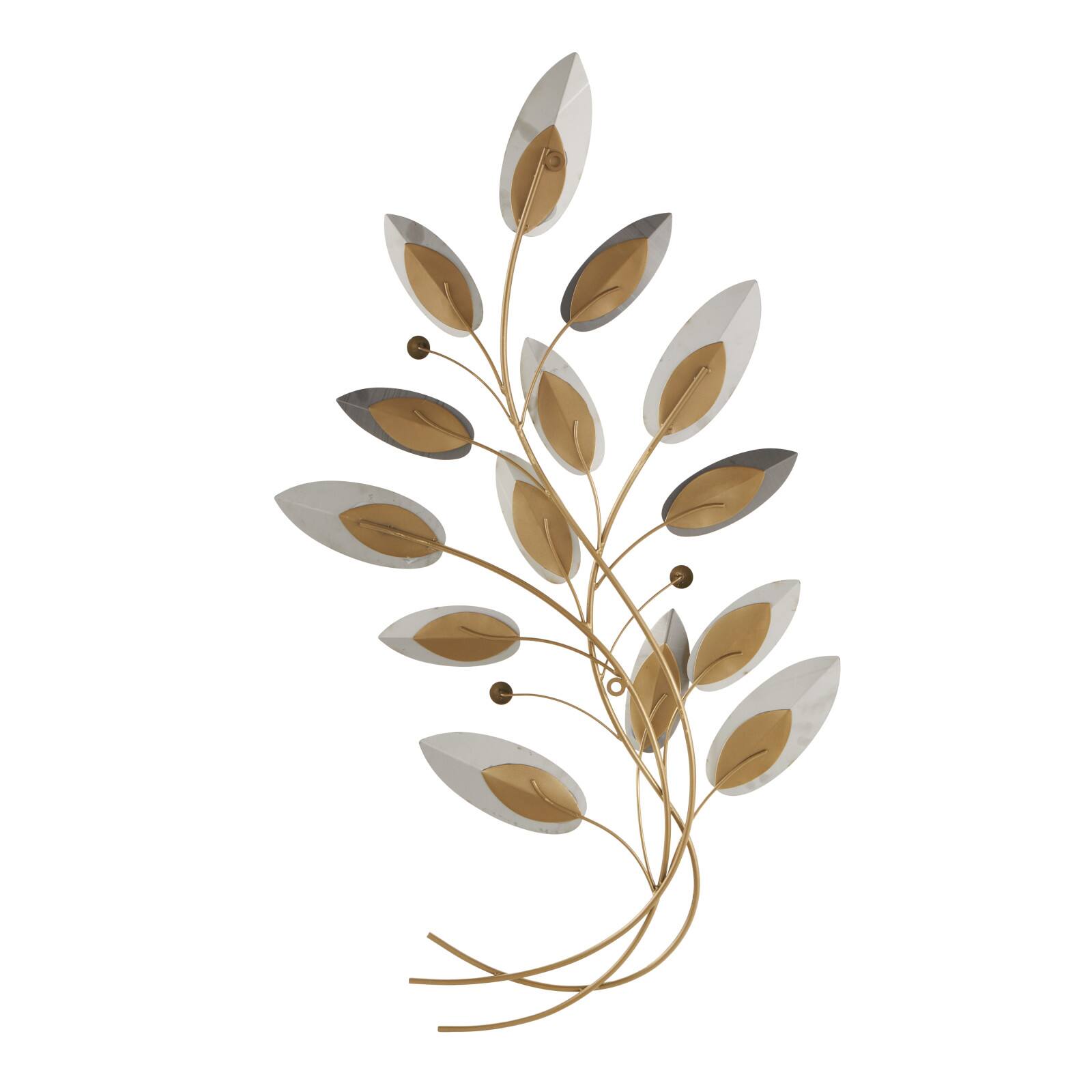 22" x 40" Gold Stainless Steel Metal Leaf Layered Home Wall Décor