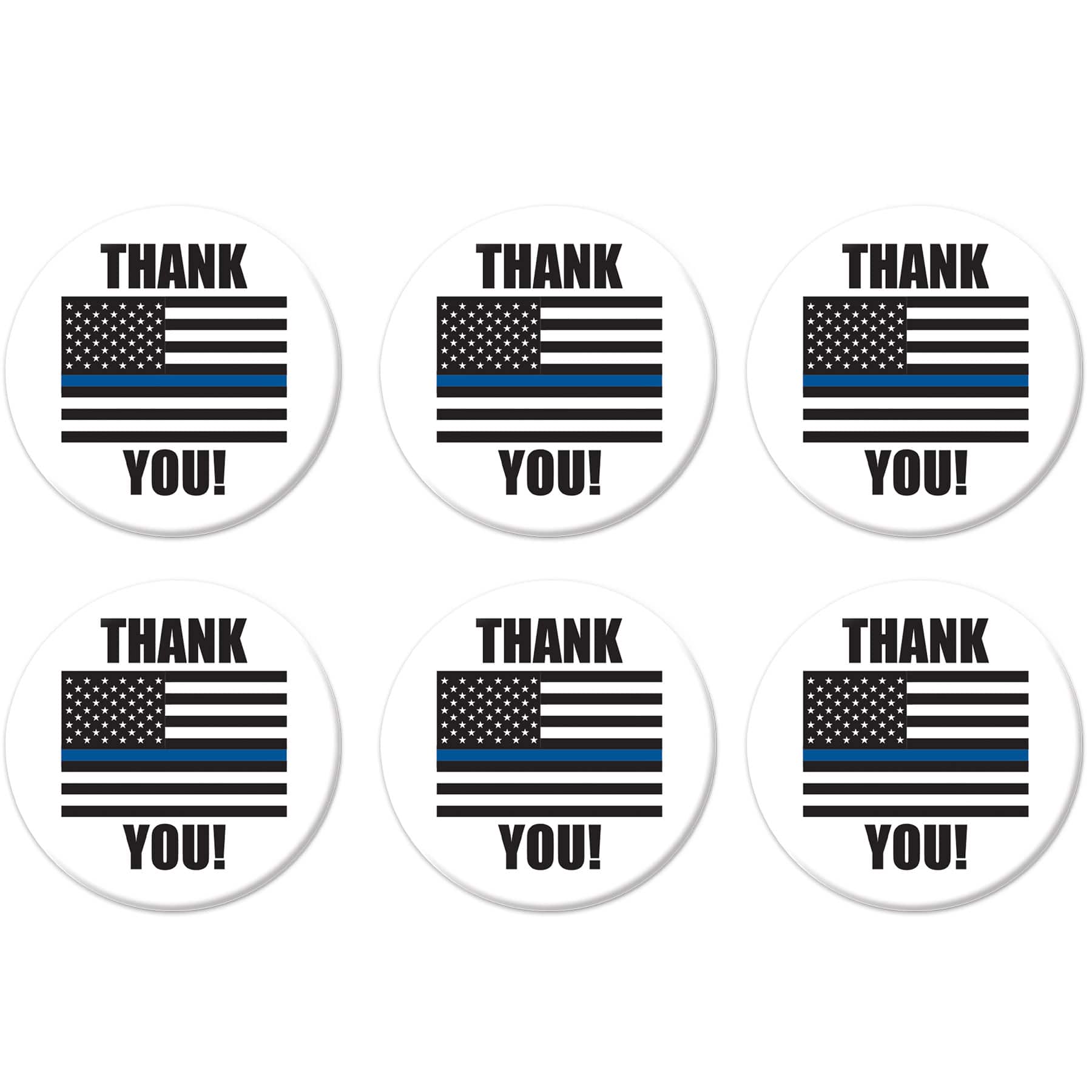 Beistle 2" Blue Stripe Thank You Law Enforcement Buttons, 6ct.