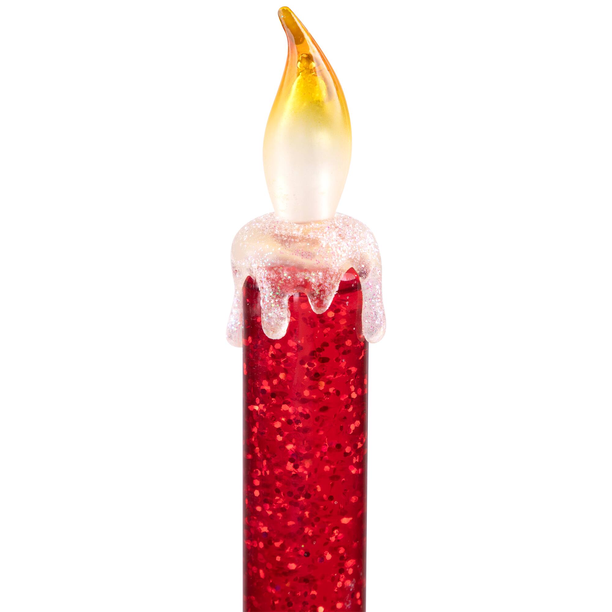 Glittered LED Flameless Christmas Candle - 9.25" - Red