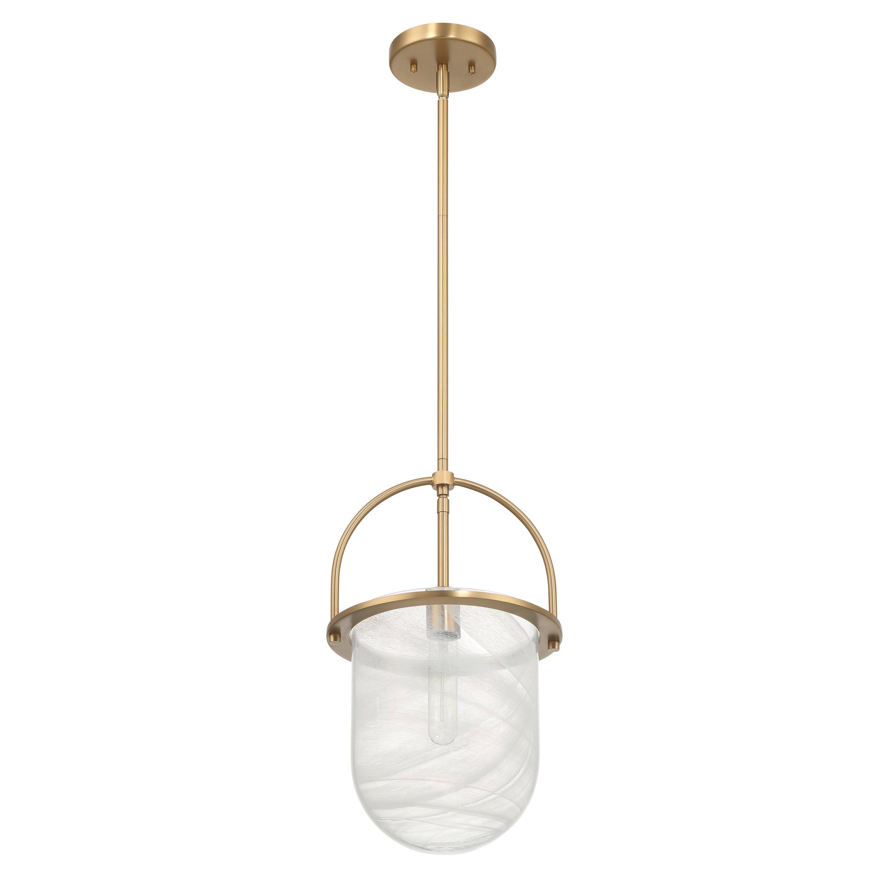 Hello Honey® Beatrice Gold & White Mid-Century Modern Handmade Marbleized Glass & Metal Ceiling Light