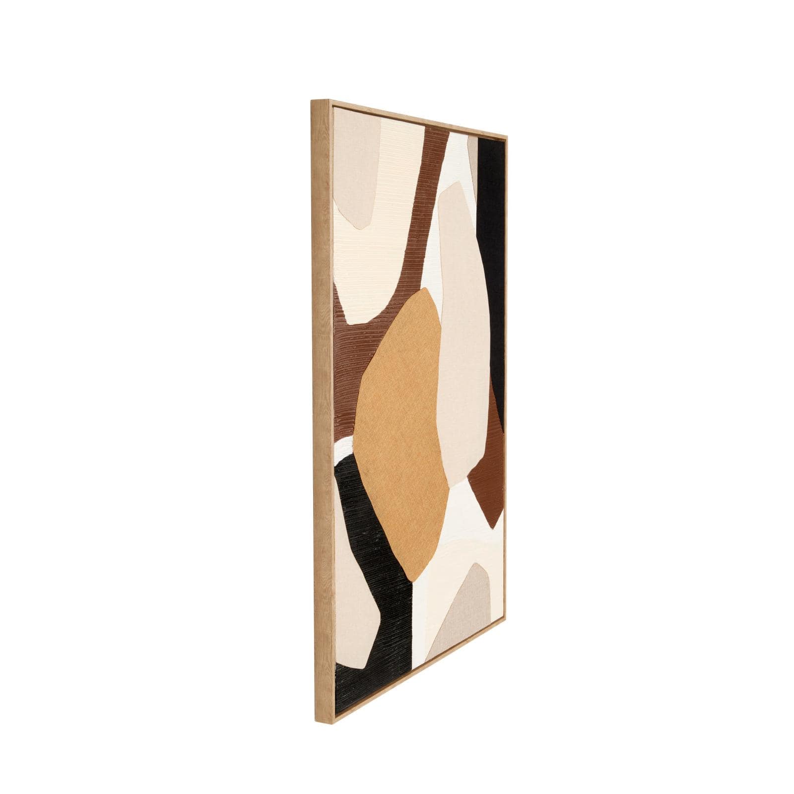 48" x 32" Brown Wooden Geometric Abstract Overlapping Circle Decorative Wall Art with Cream Accents