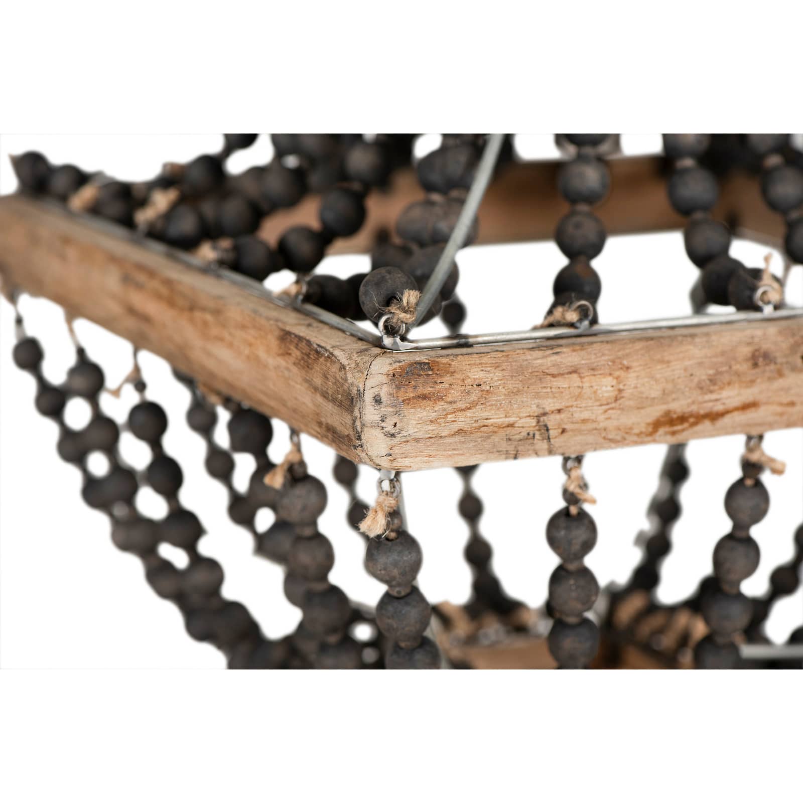 Hello Honey® Wood & Metal Framed Chandelier with Wood Bead Draping