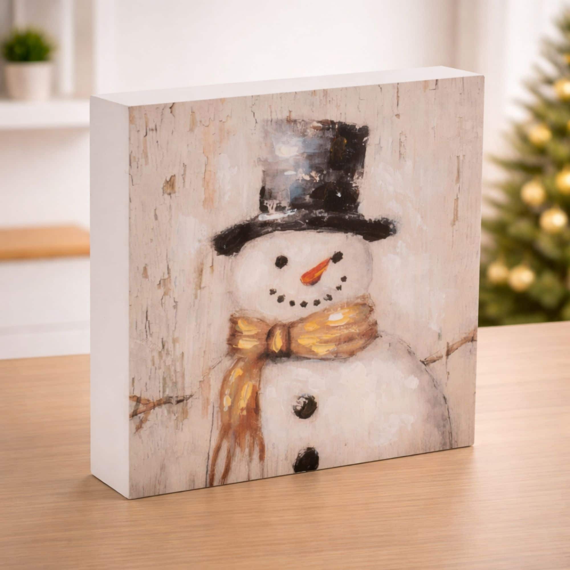 Melrose 7.5" Holiday Snowman Block Sign Set